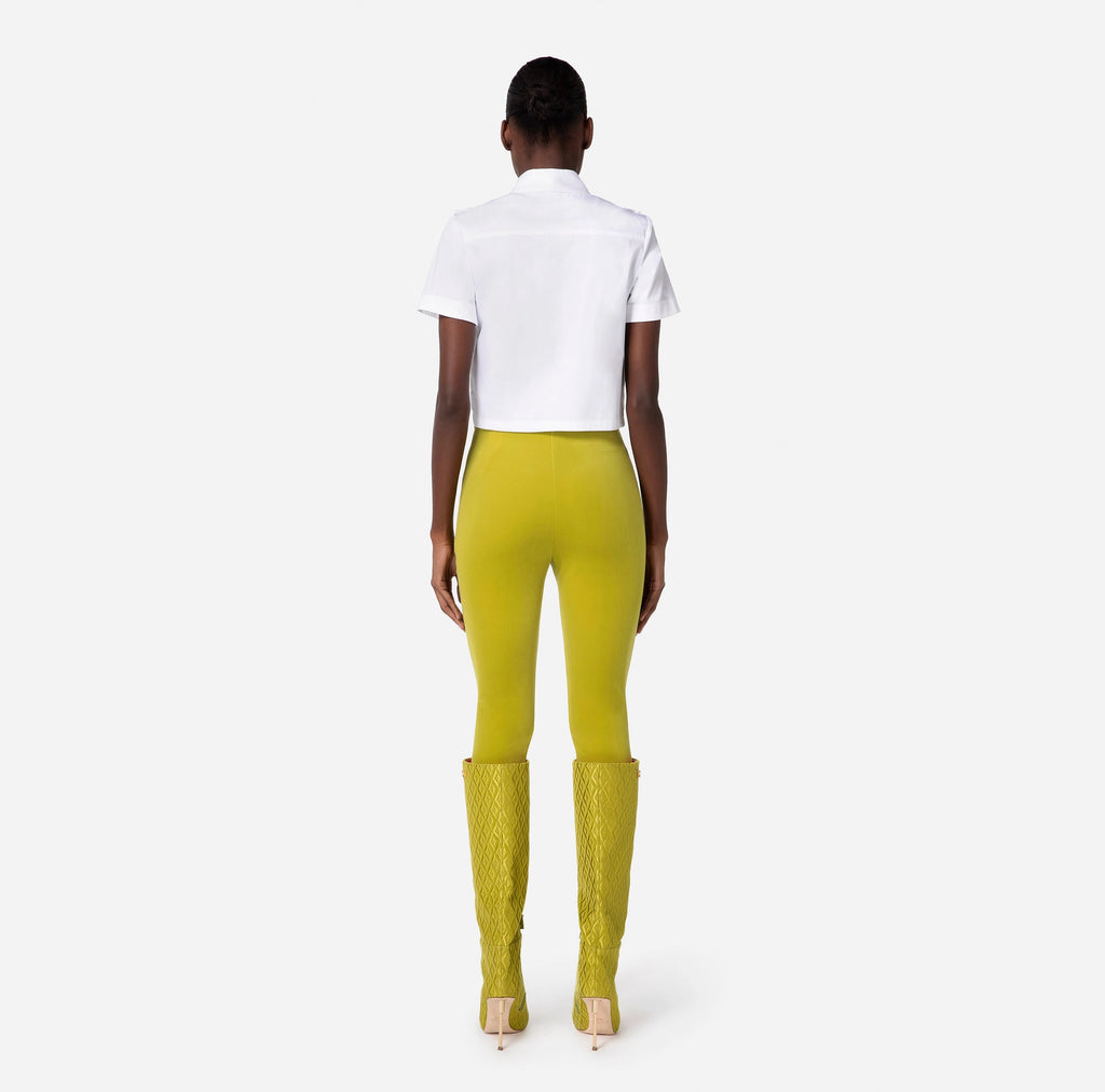 High-waist velvet straight trousers | LAST PIECE: 42/44