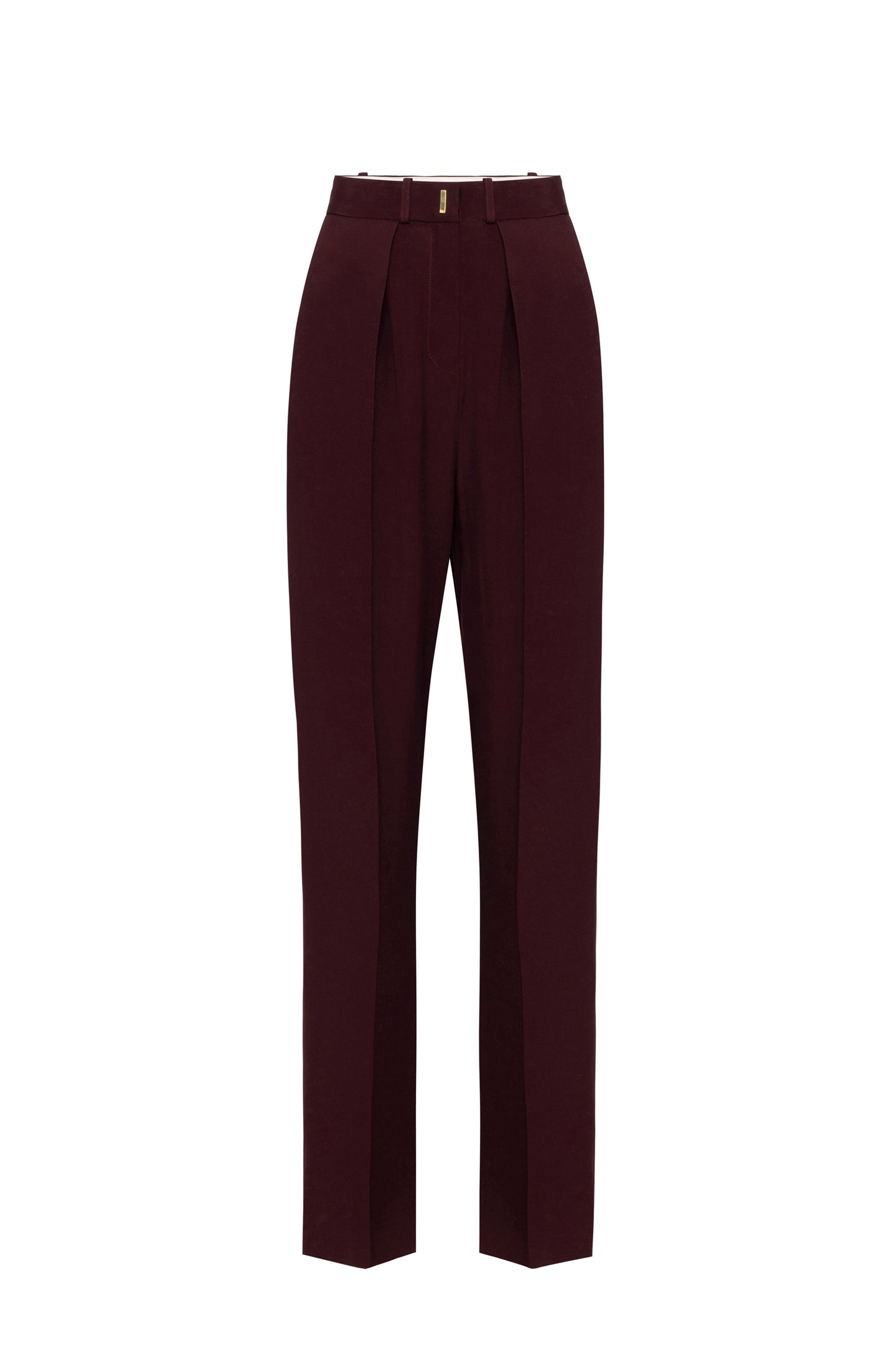 Straight trousers in crêpe satin fabric with bands