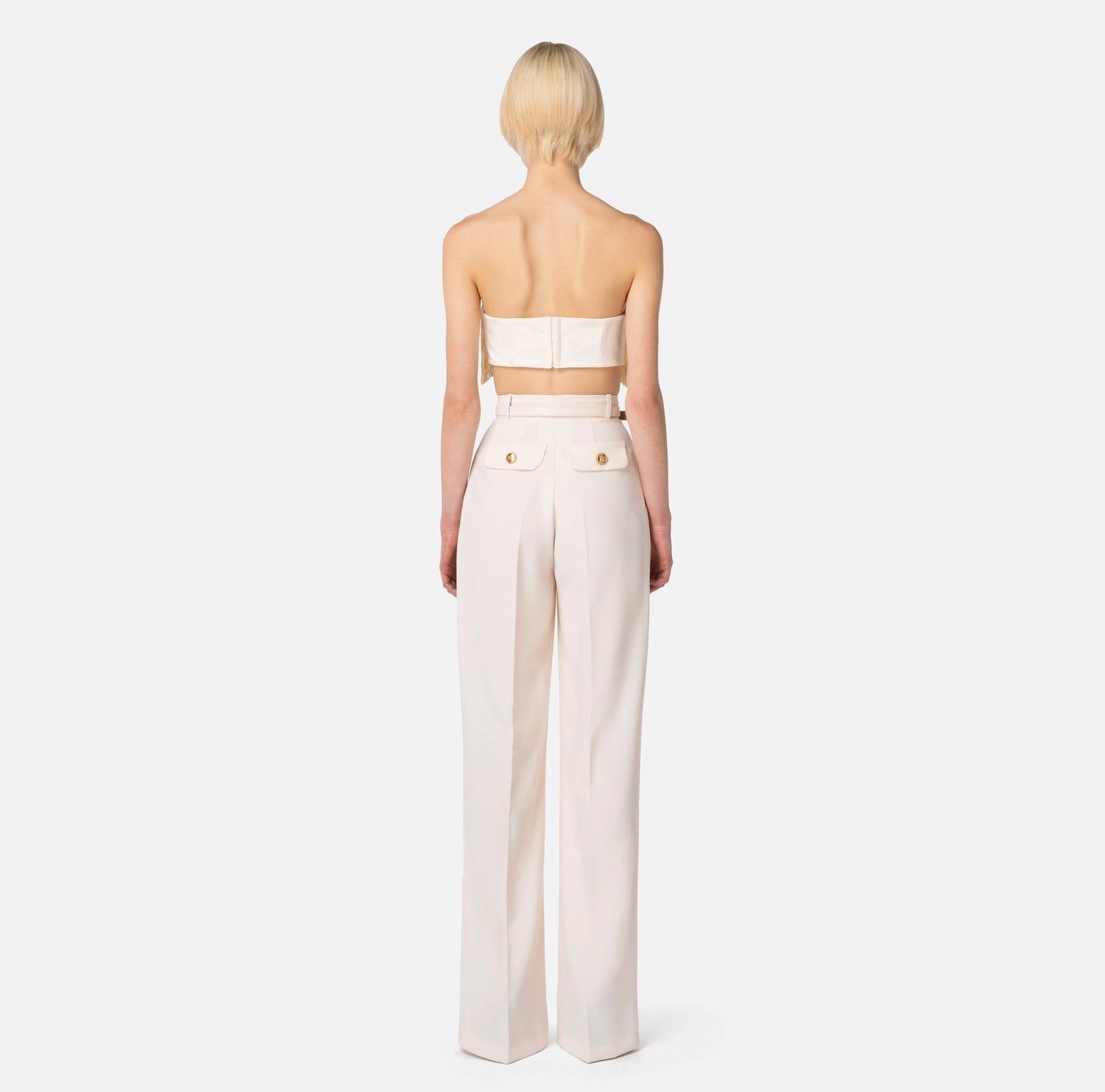 Palazzo trousers in crêpe fabric with belt