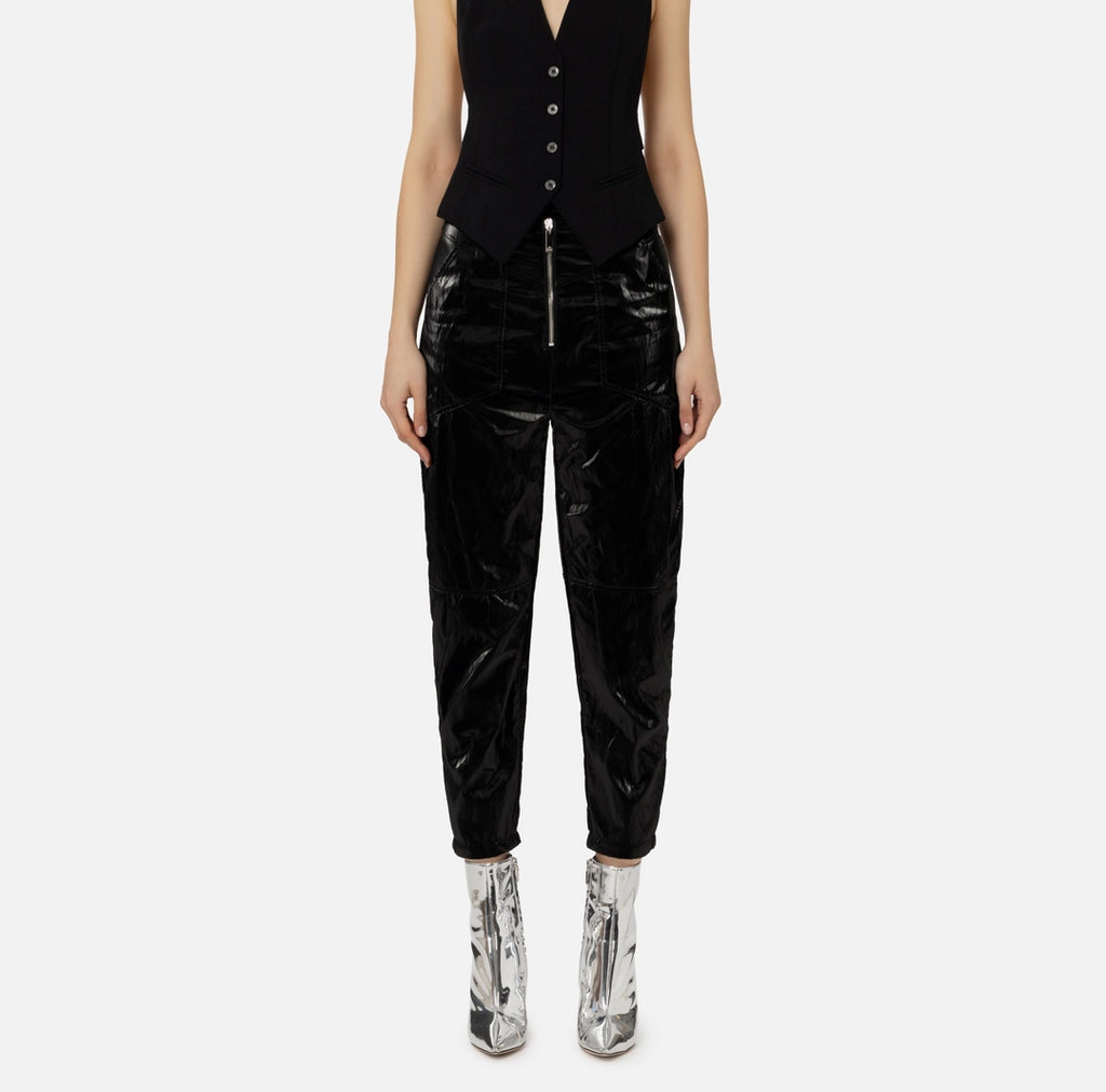Metallic viscose boyfriend fit trousers | LAST PIECE: 42