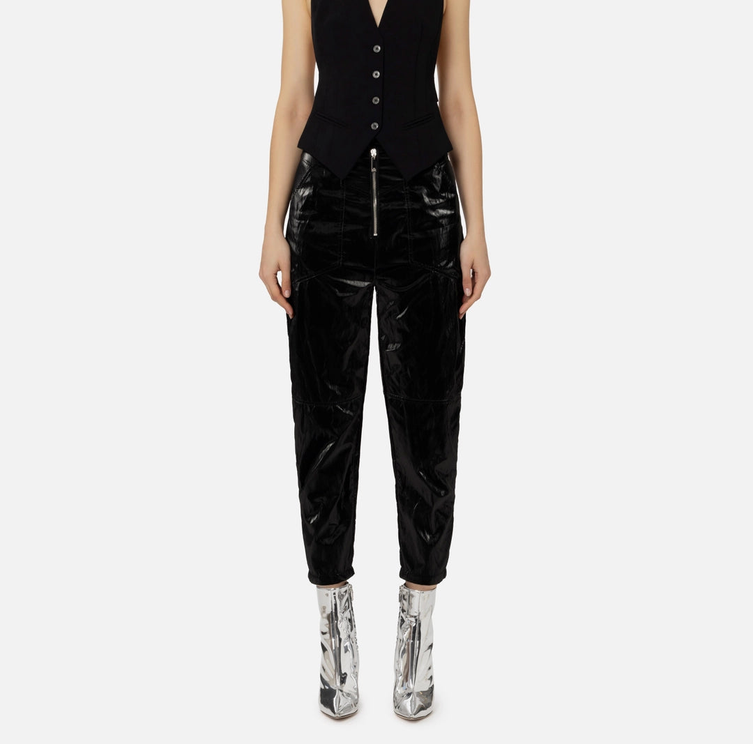 Metallic viscose boyfriend fit trousers | LAST PIECE: 42
