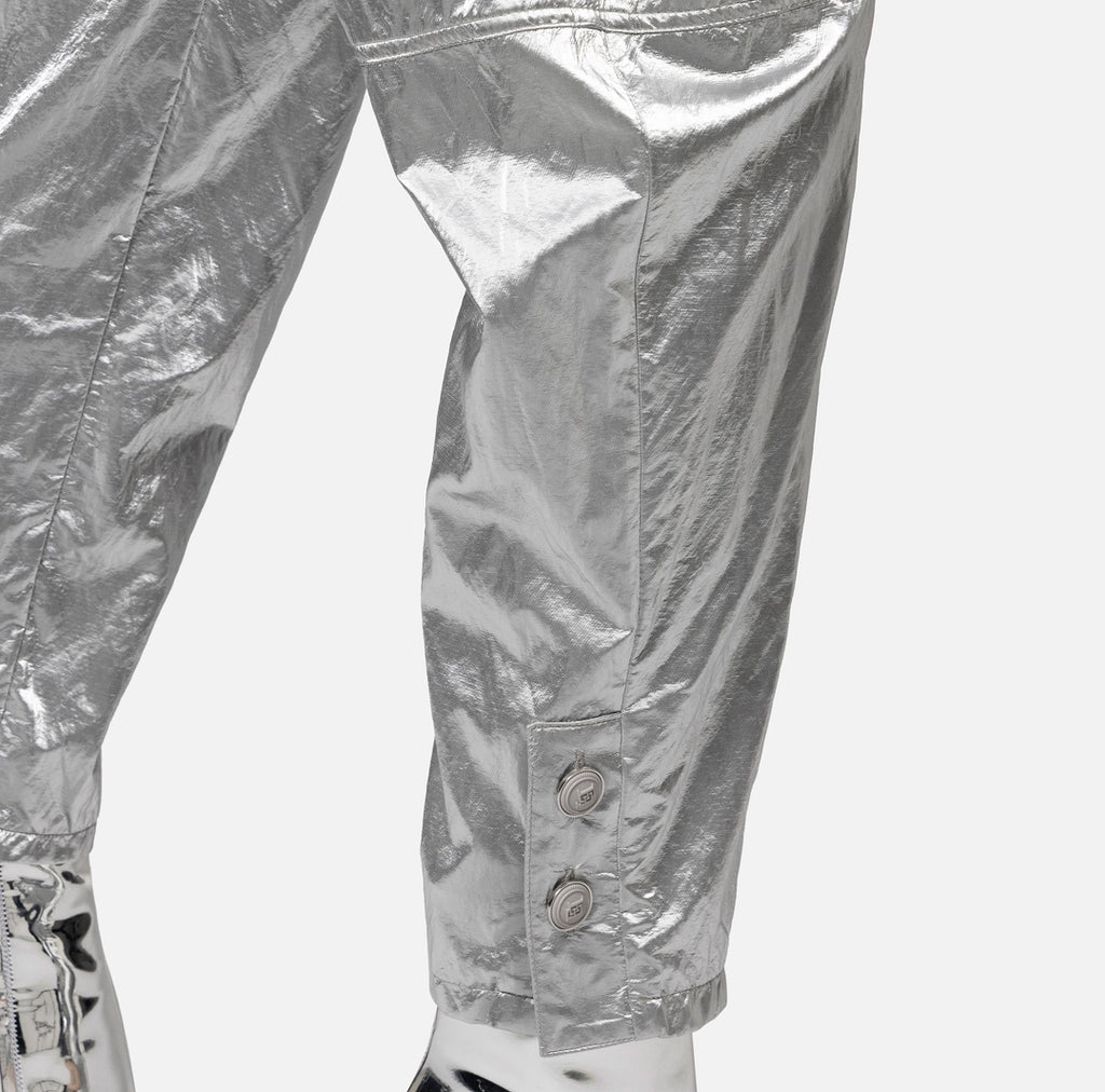 Metallic viscose boyfriend fit trousers | LAST PIECE: 42
