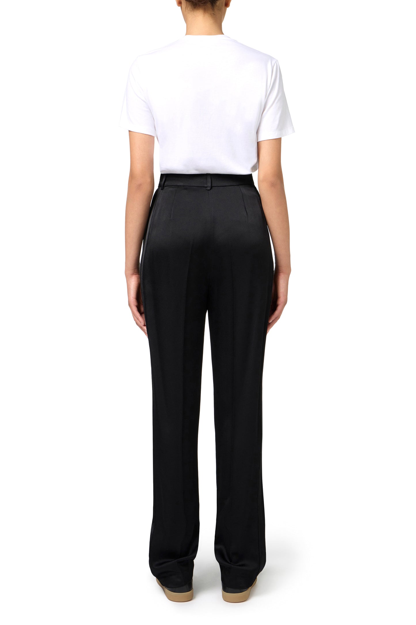 Straight enver satin trousers with satin bands