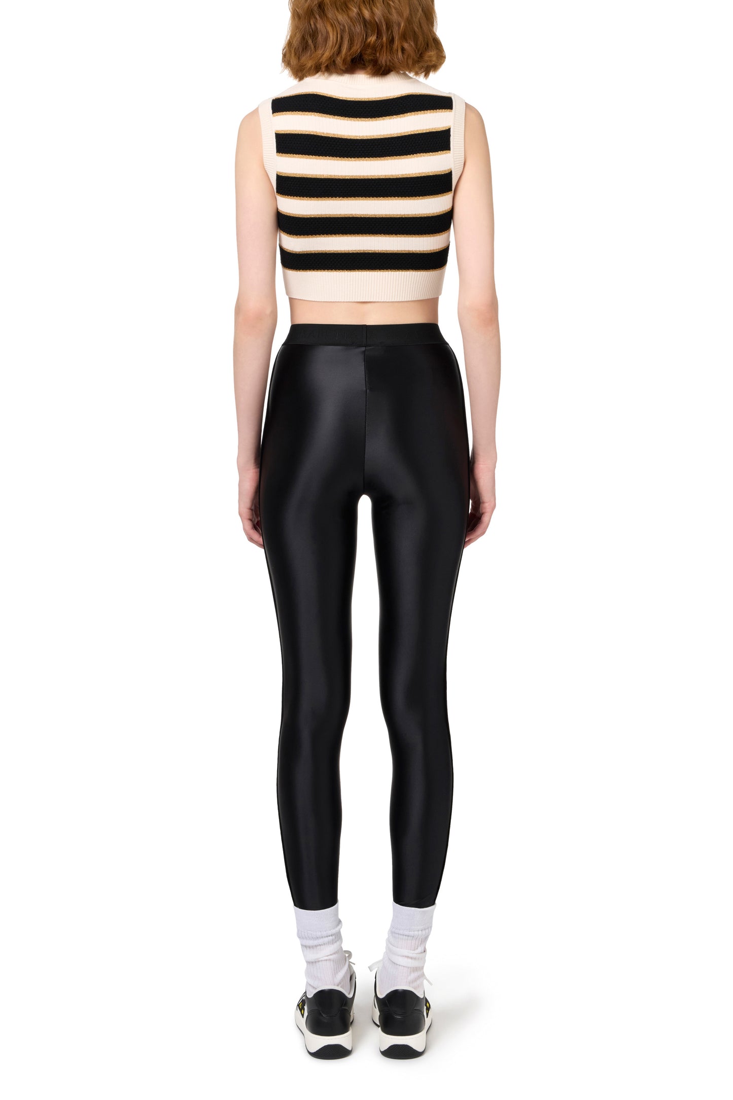 Shiny Lycra leggings with logoed elastic