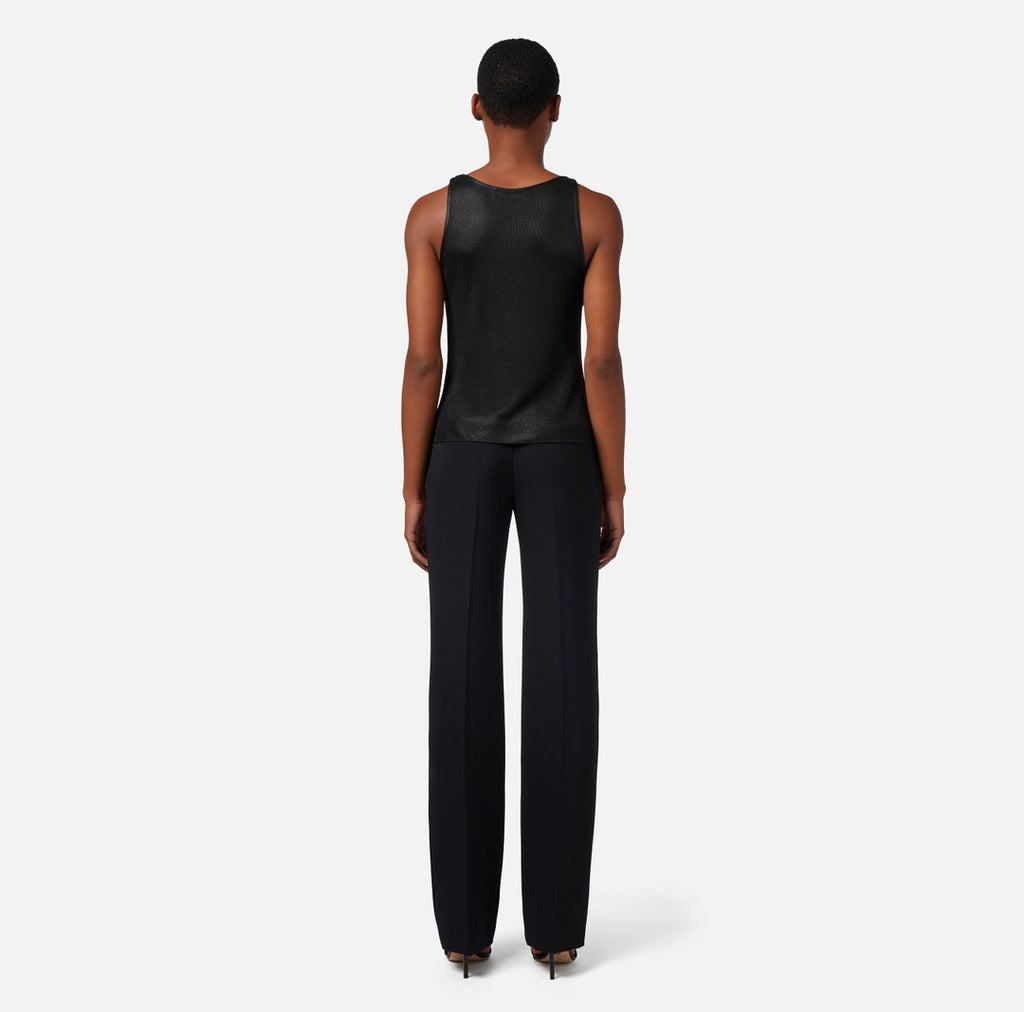 Straight trousers in lightweight crêpe fabric with satin band | LAST PIECE: 40