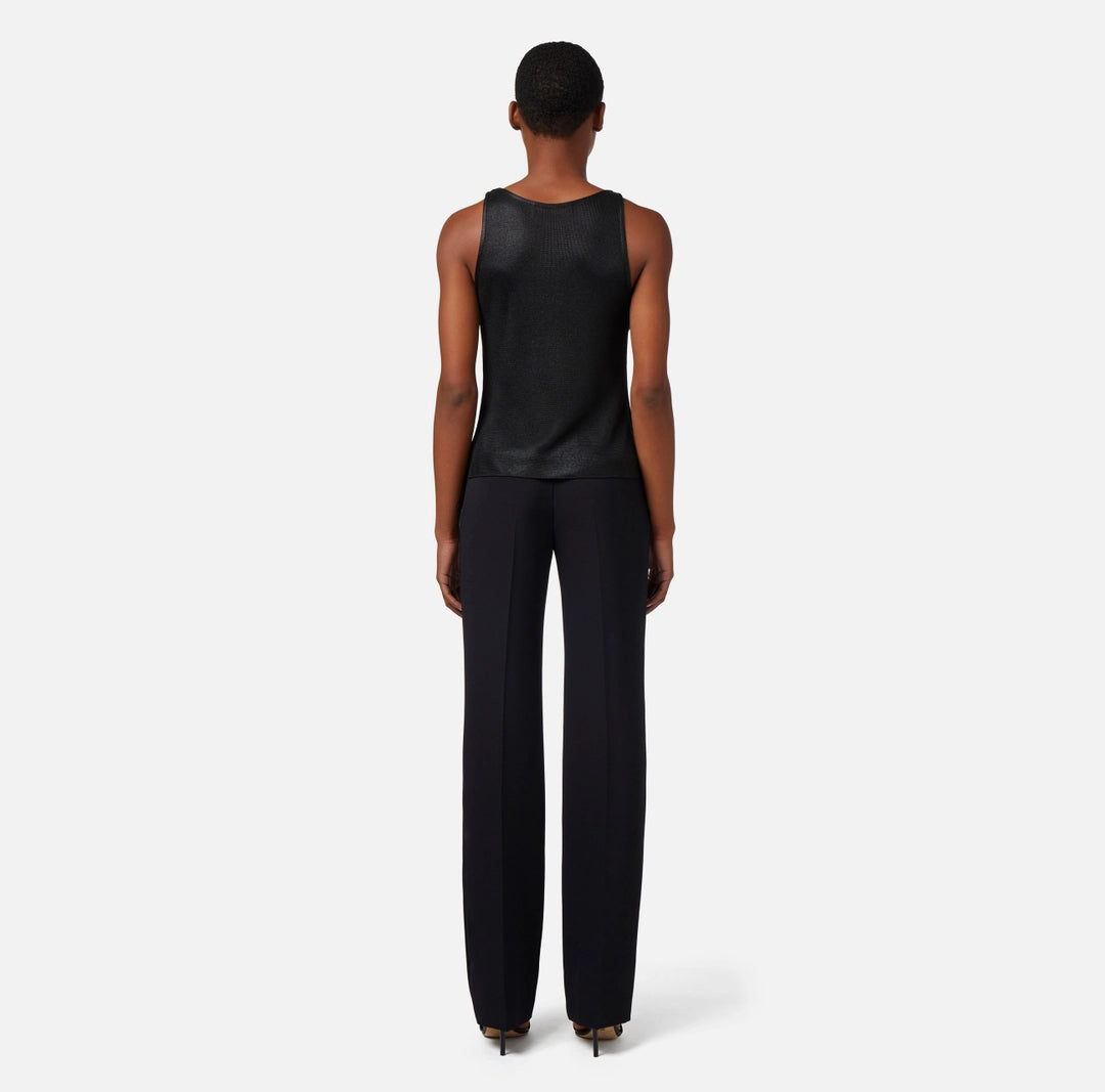 Straight trousers in lightweight crêpe fabric with satin band | LAST PIECE: 40
