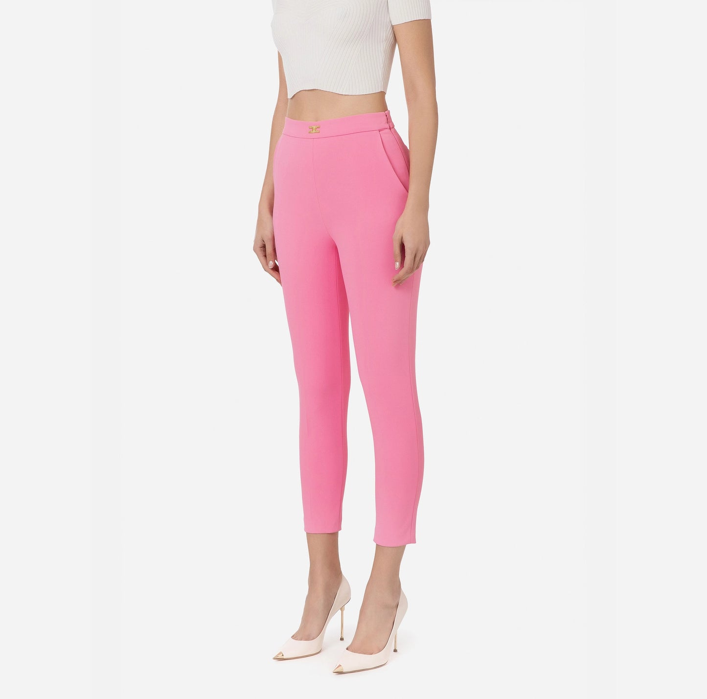 Trousers in double layer stretch crêpe