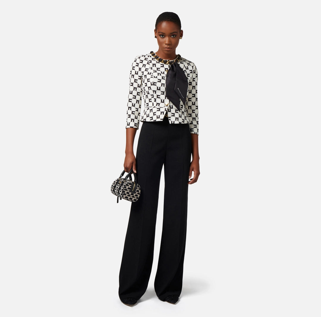 Palazzo trousers in flowing crêpe fabric with belt