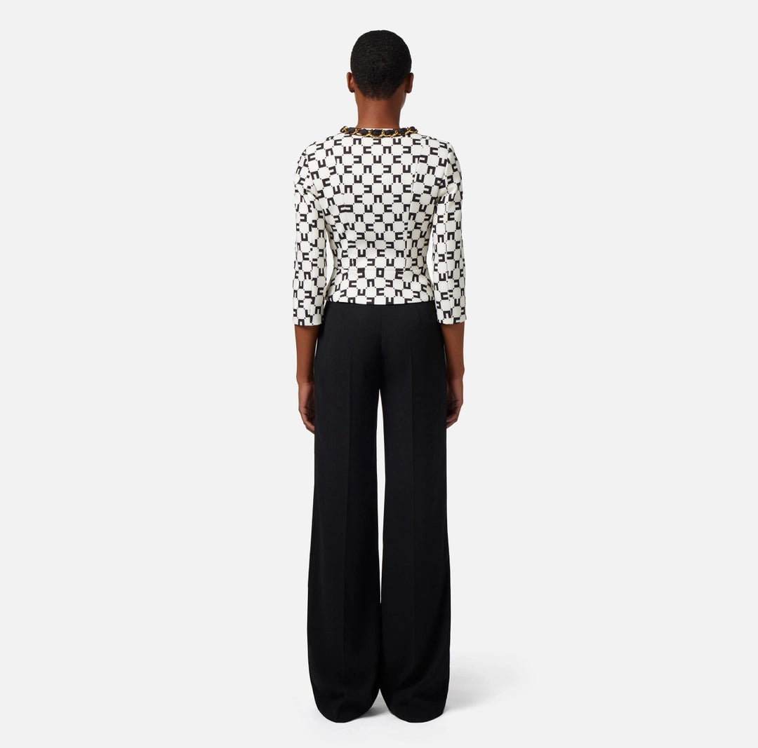 Palazzo trousers in flowing crêpe fabric with belt