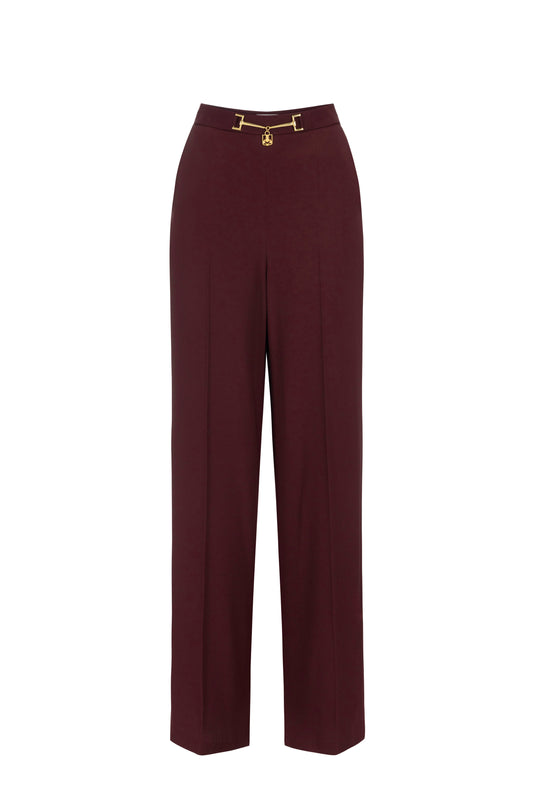 Palazzo trousers in enver satin fabric with horsebit