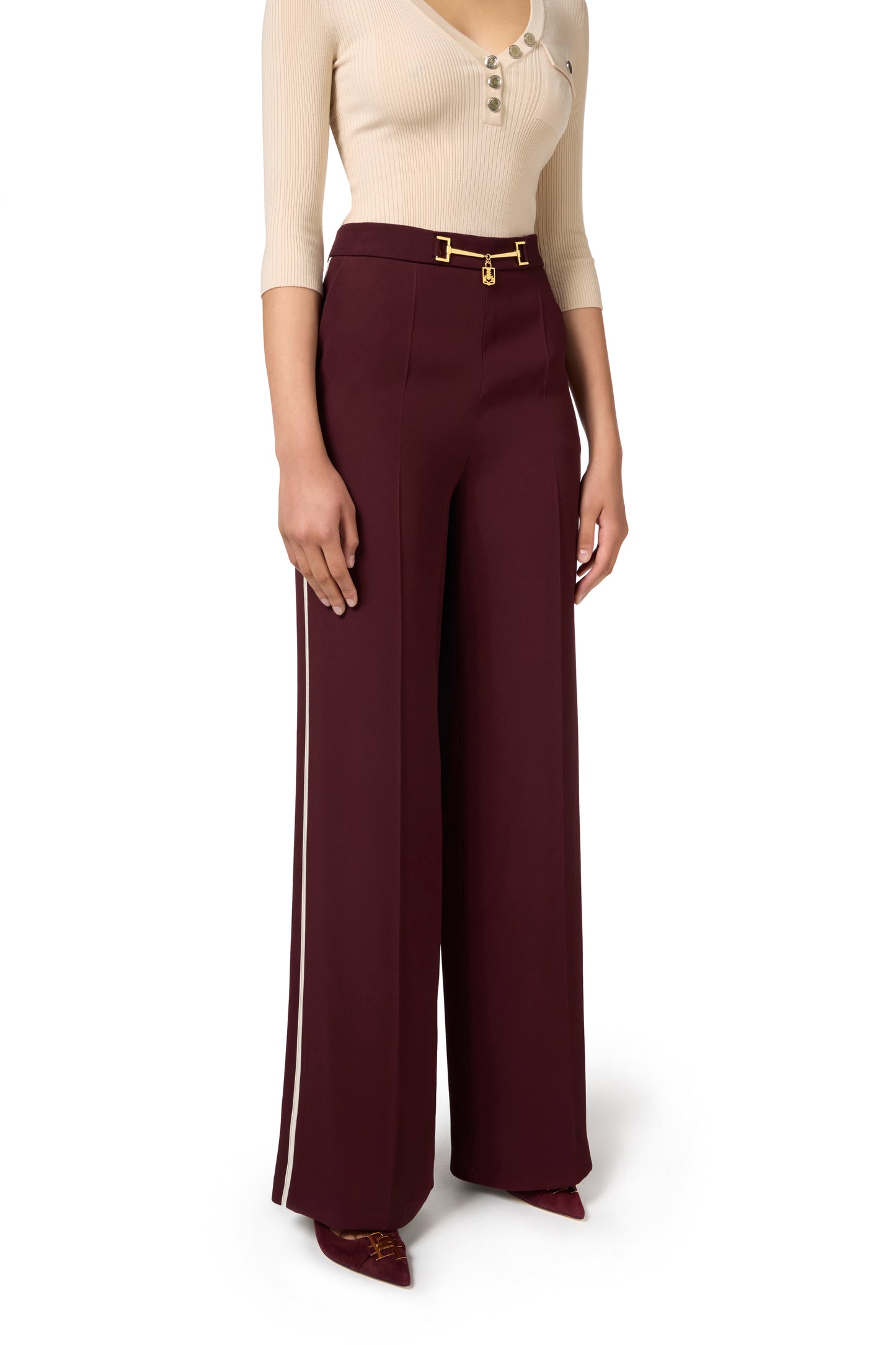 Palazzo trousers in enver satin fabric with horsebit