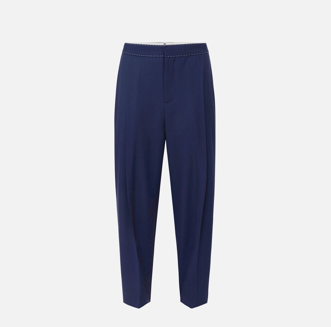 Cool wool trousers with contrasting topstitching