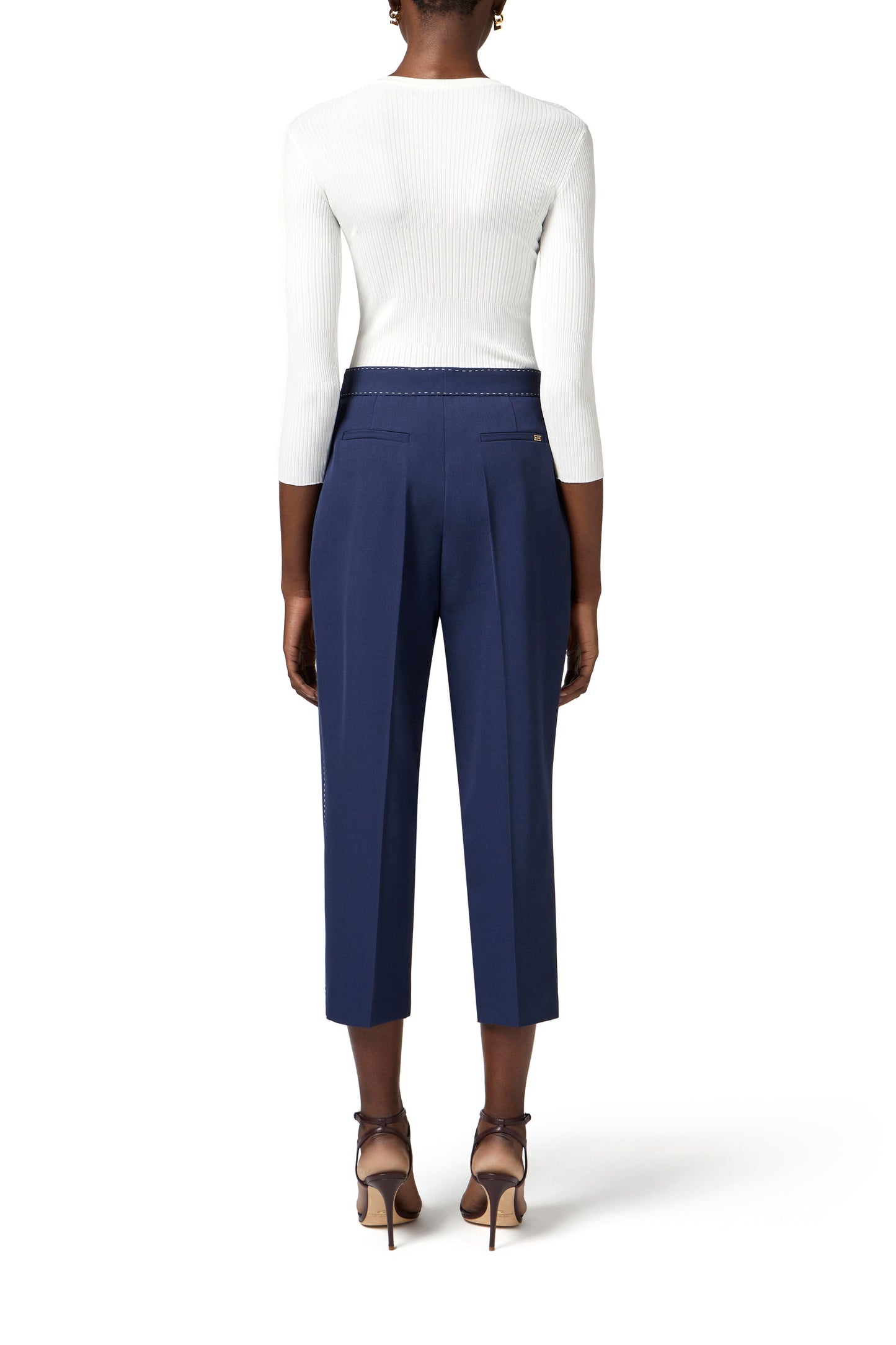 Cool wool trousers with contrasting topstitching