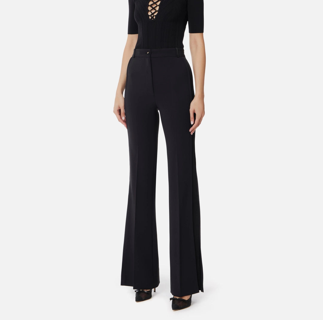 Crêpe tuxedo trousers with satin bands