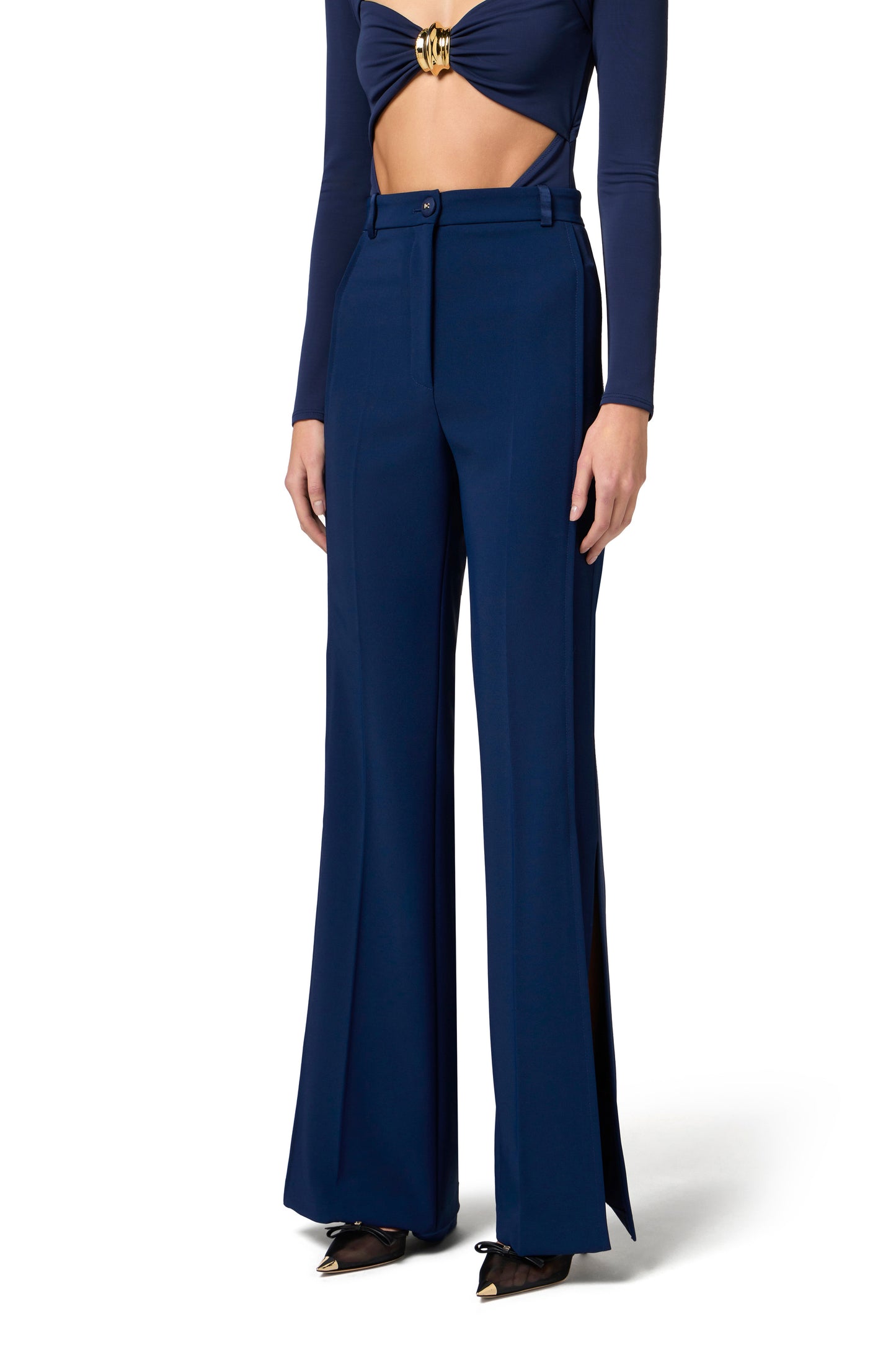 Crêpe tuxedo trousers with satin bands