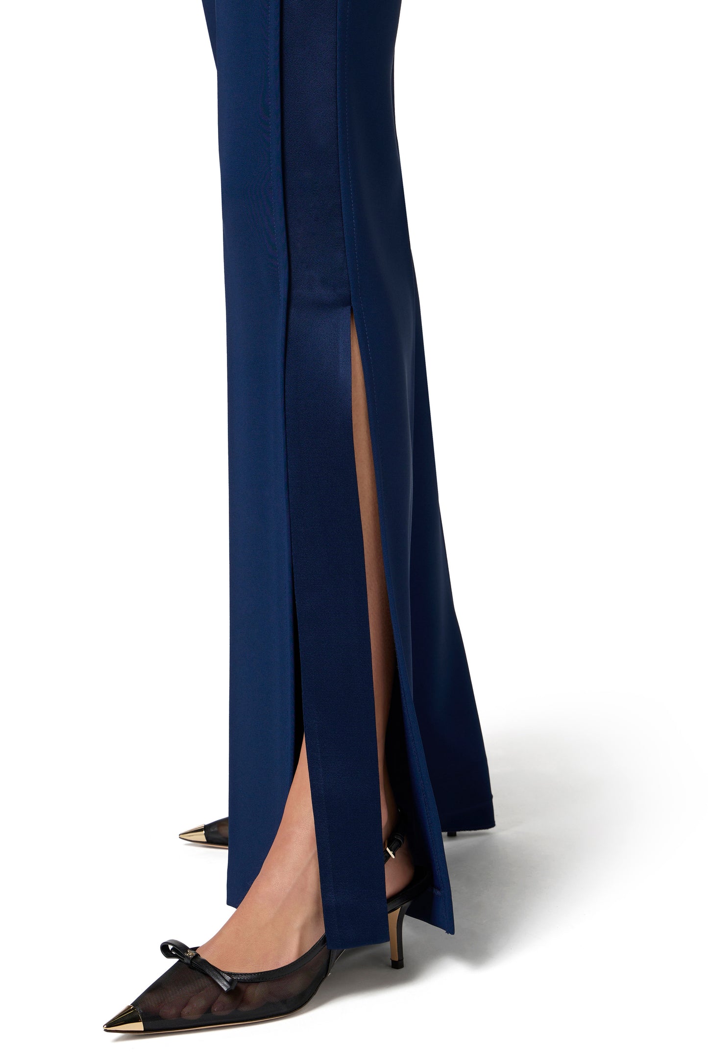 Crêpe tuxedo trousers with satin bands