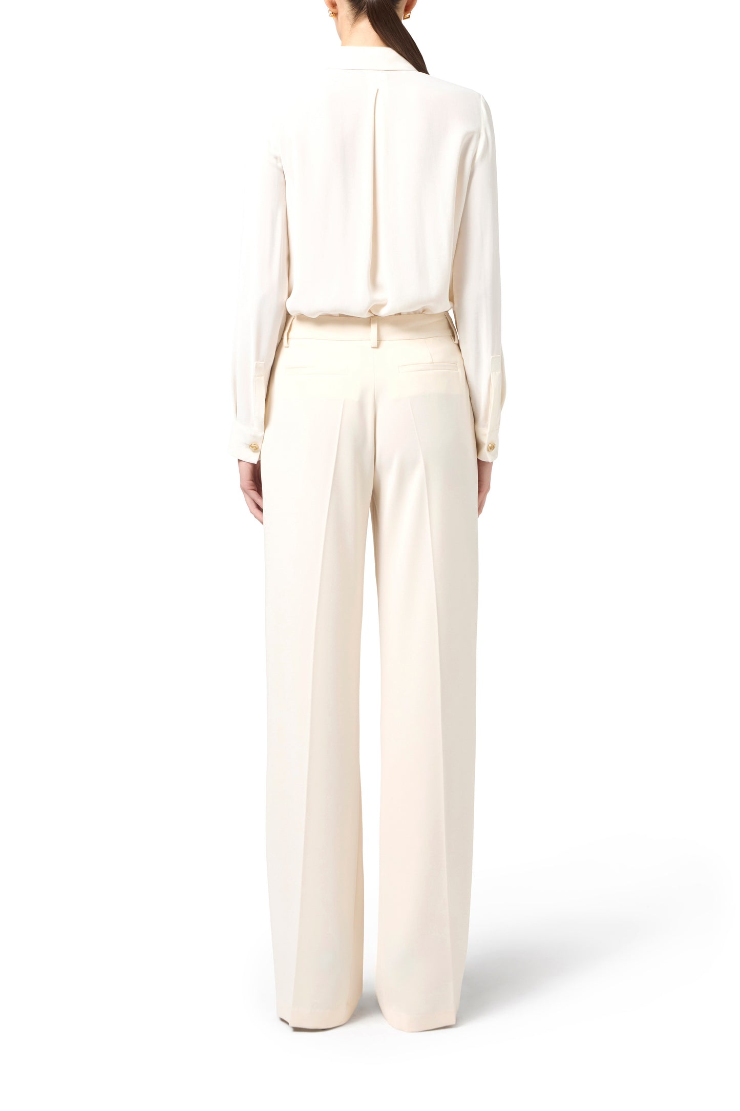 Crêpe trousers with contrasting topstitching