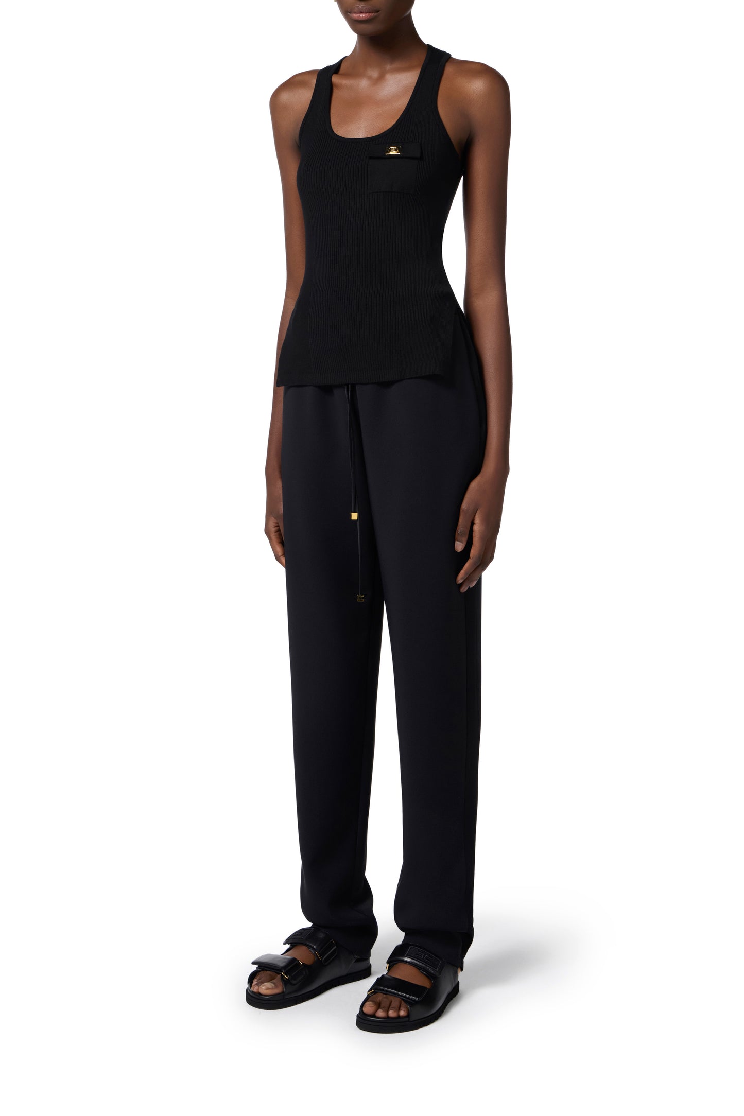 Crêpe tuxedo trousers with satin bands