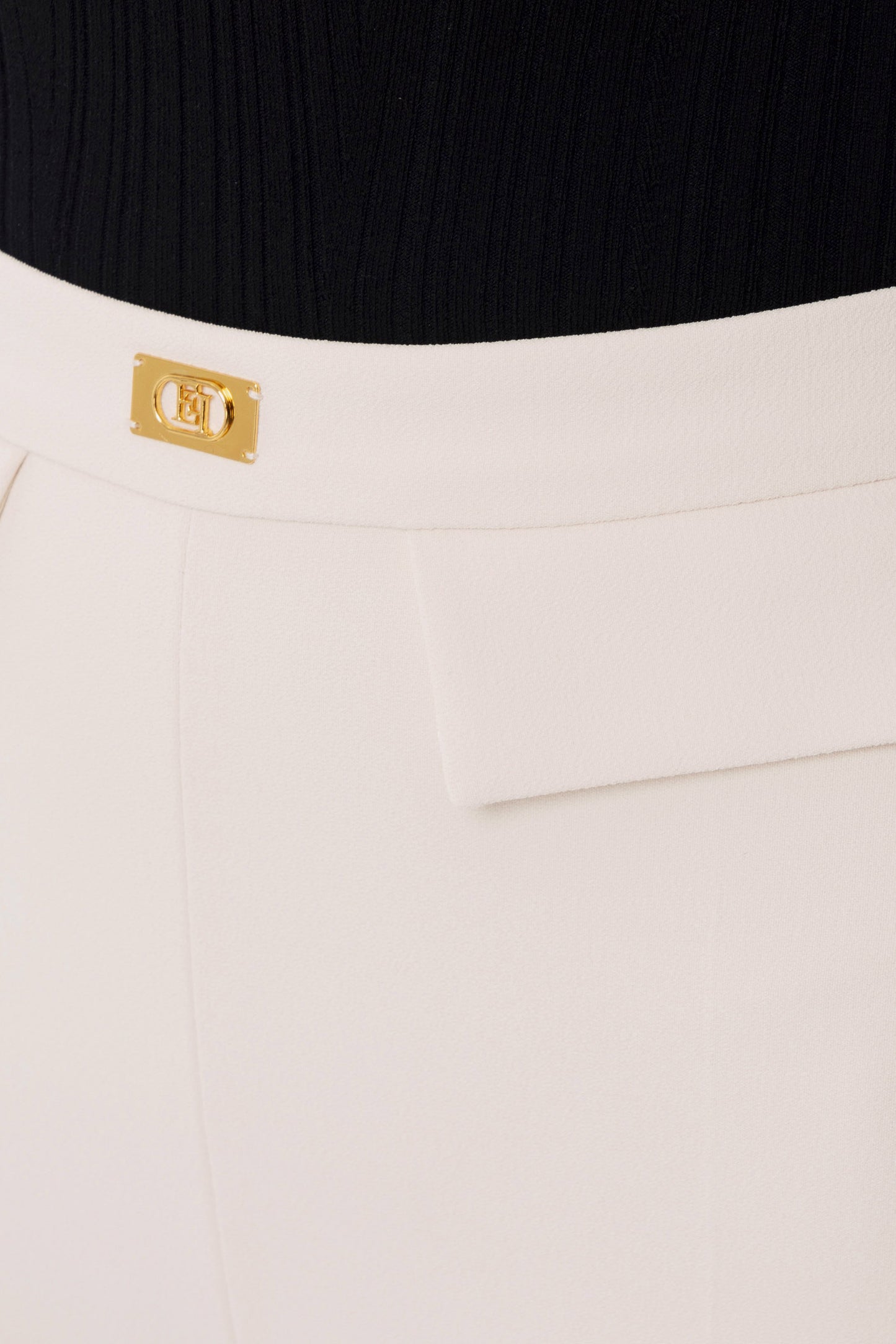 Crêpe slim-fit trousers with logo plaque