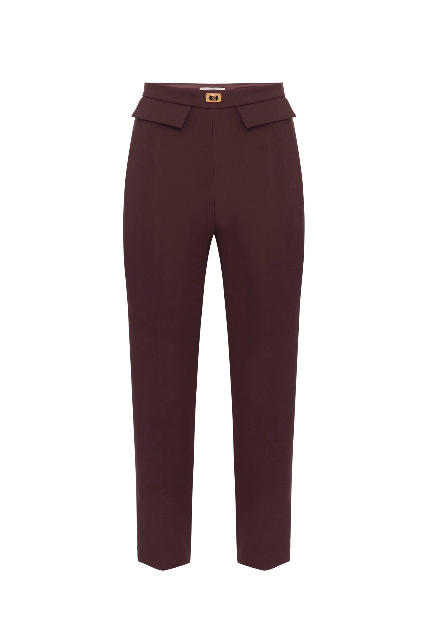 Crêpe slim-fit trousers with logo plaque