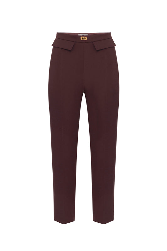 Crêpe slim-fit trousers with logo plaque