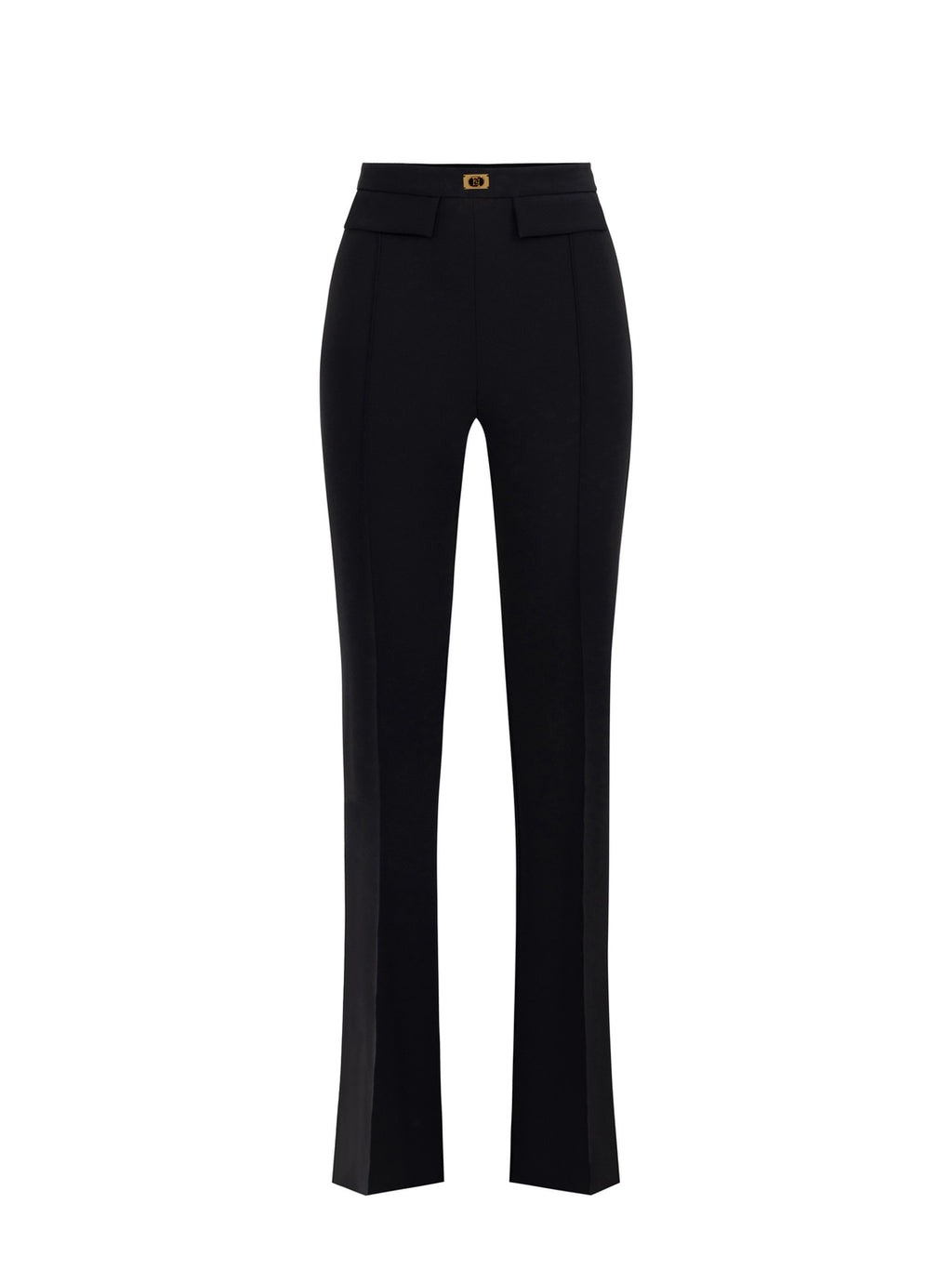Trousers in crêpe fabric with logo plaque | LAST PIECE: 42/44