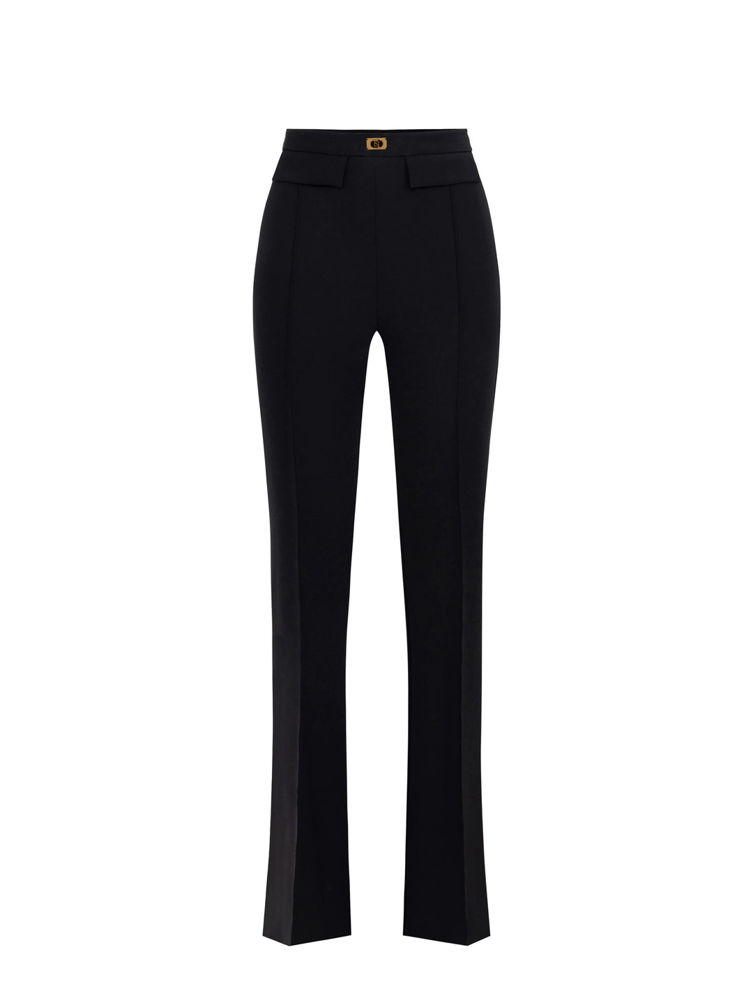 Trousers in crêpe fabric with logo plaque | LAST PIECE: 42/44