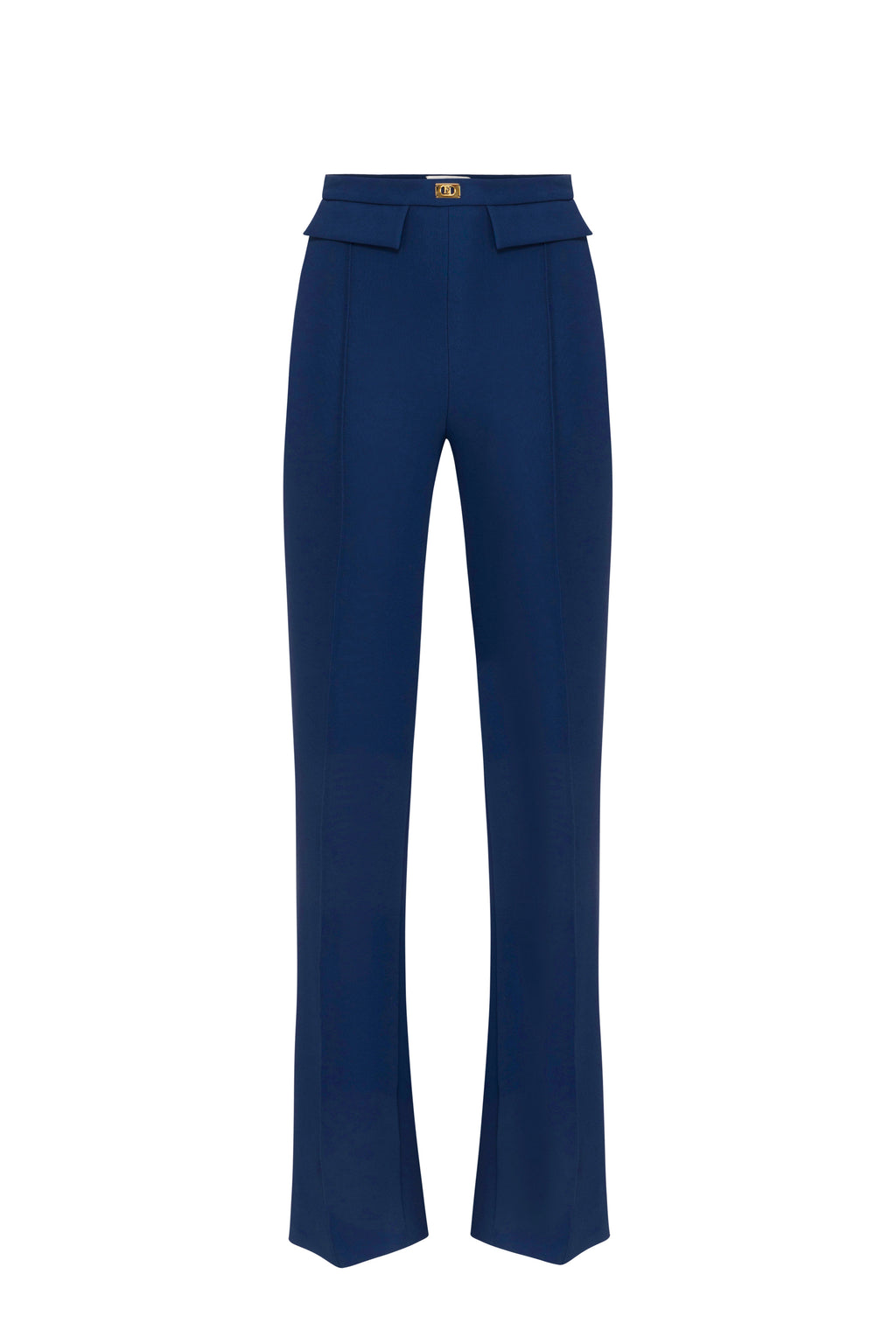 Trousers in crêpe fabric with logo plaque | LAST PIECE: 42/44