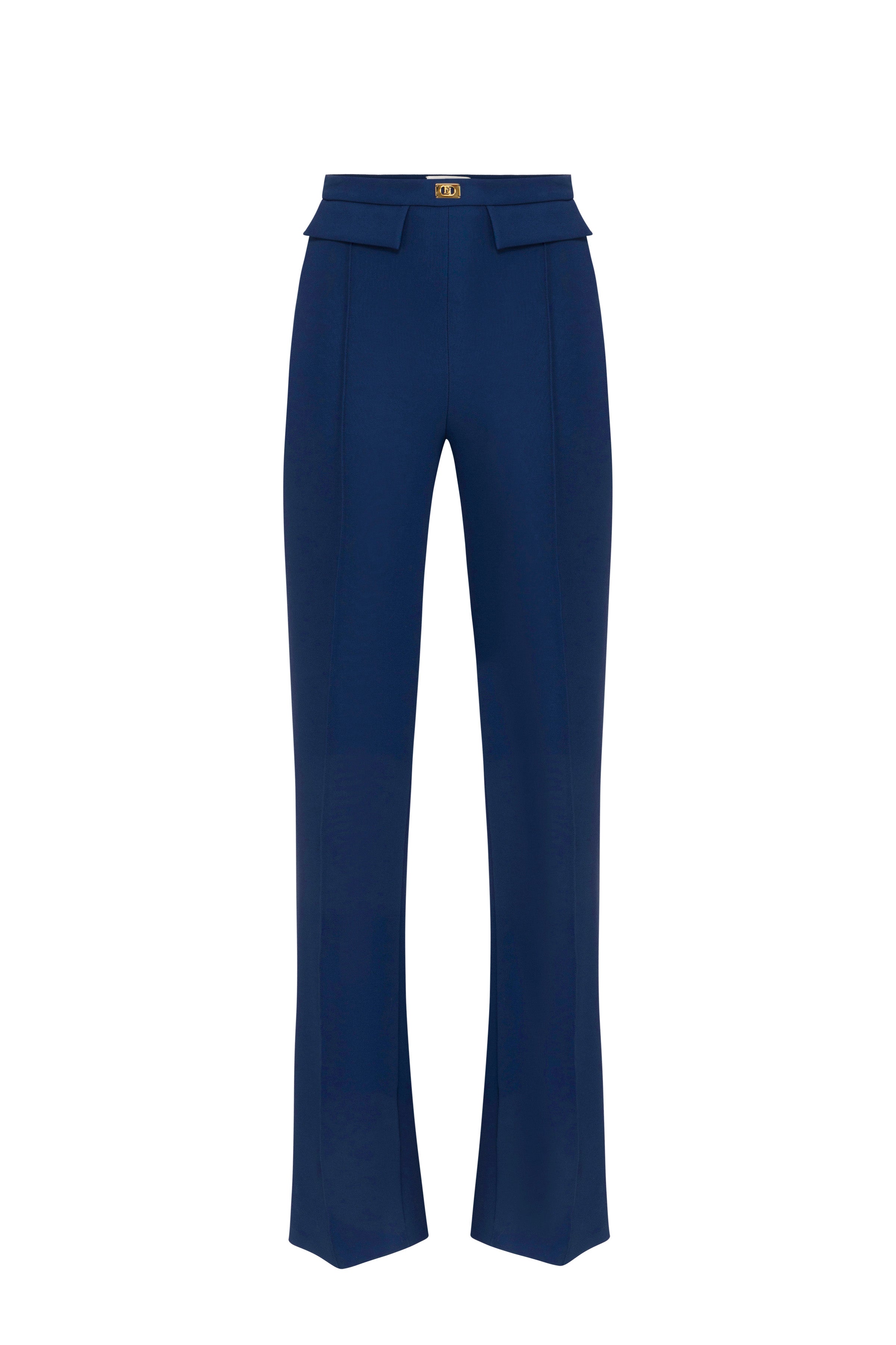 Trousers in crêpe fabric with logo plaque | LAST PIECE: 42/44