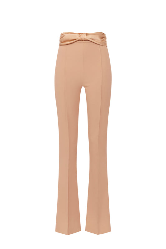 Crêpe trousers with satin bow