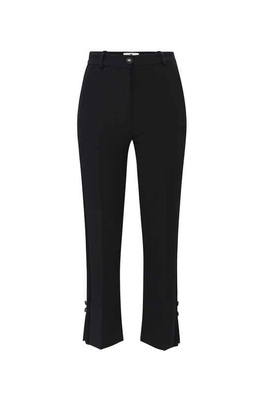 Crêpe tuxedo trousers with satin bands