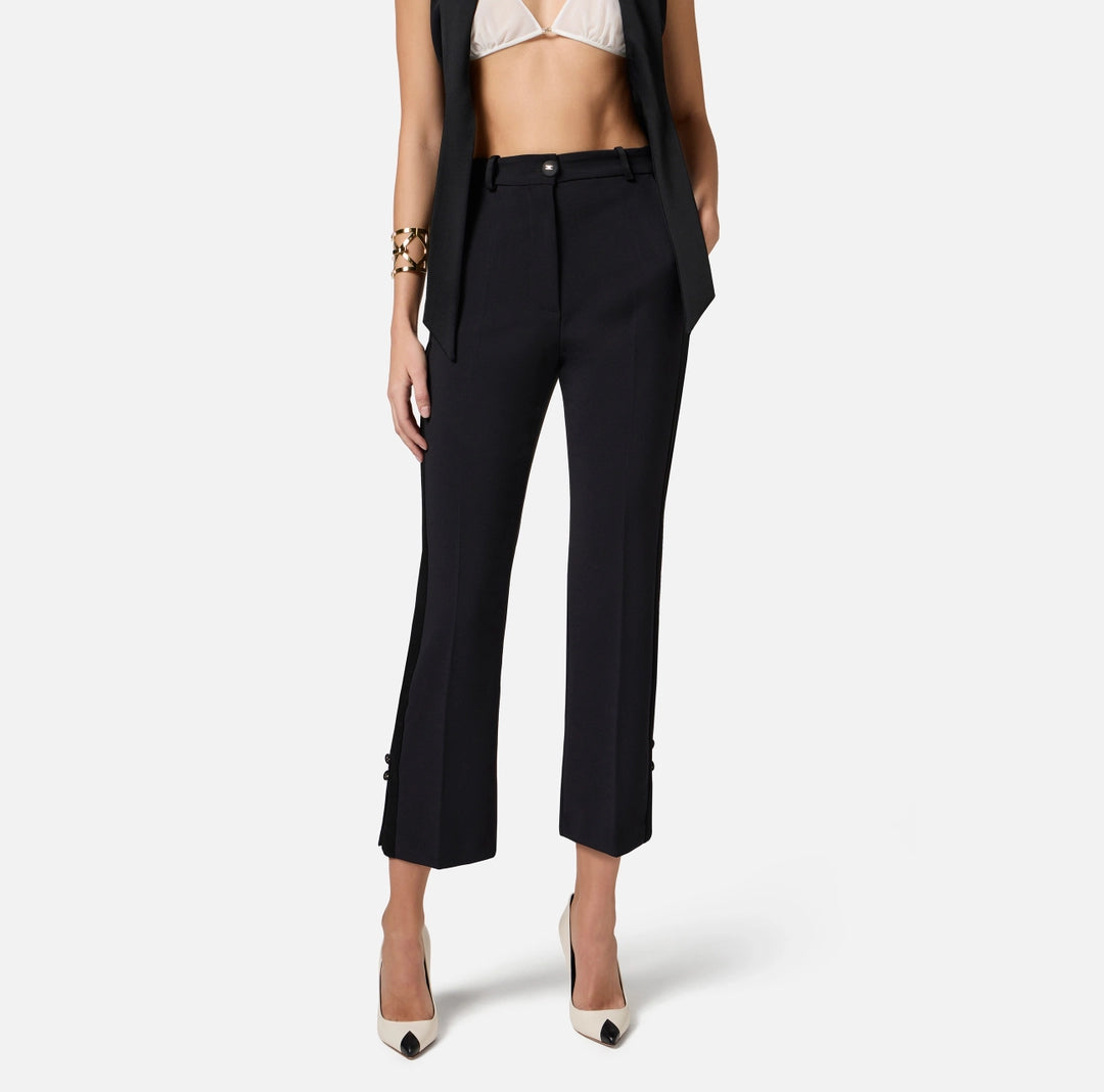 Crêpe tuxedo trousers with satin bands