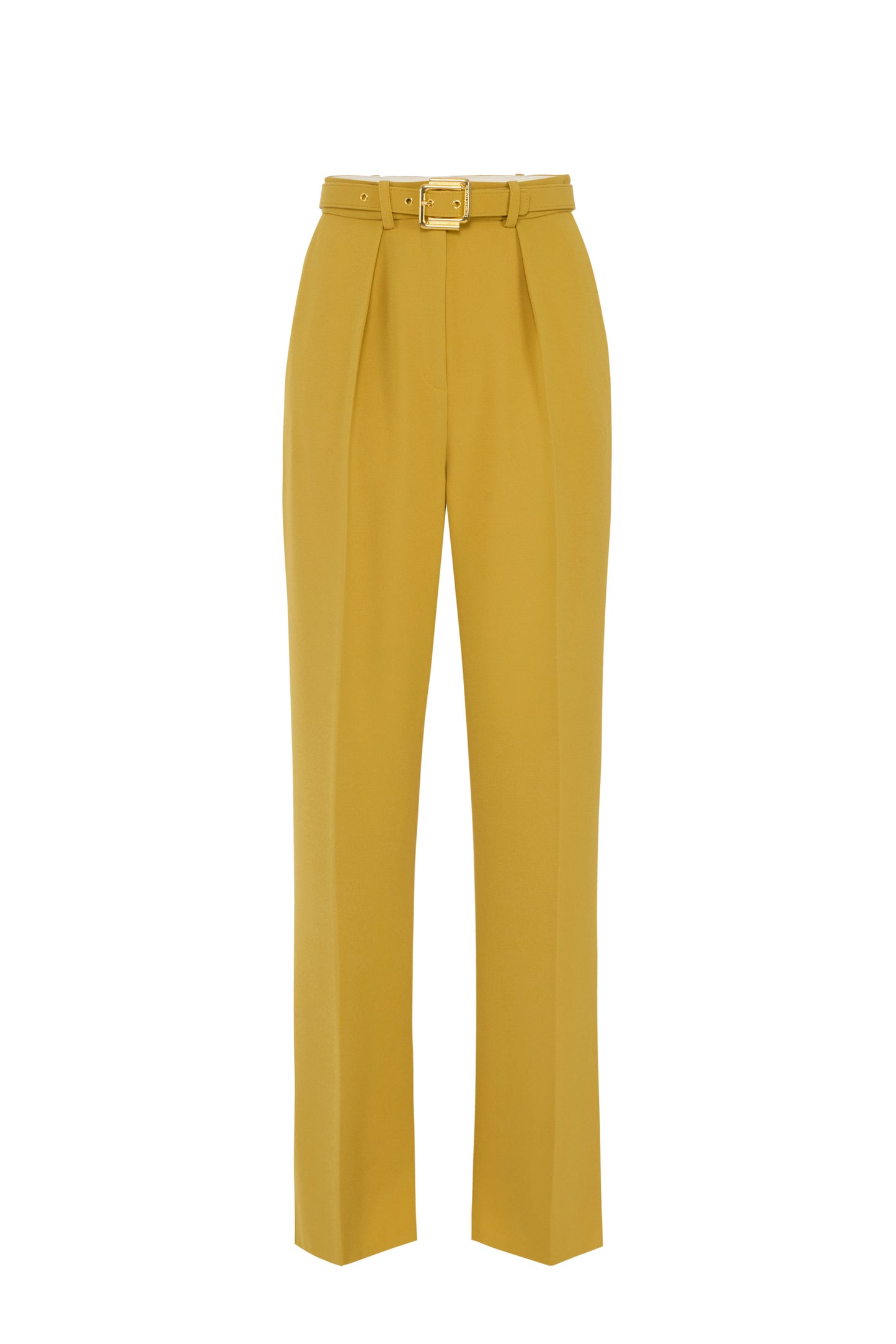 Trousers in lightweight crêpe fabric with belt