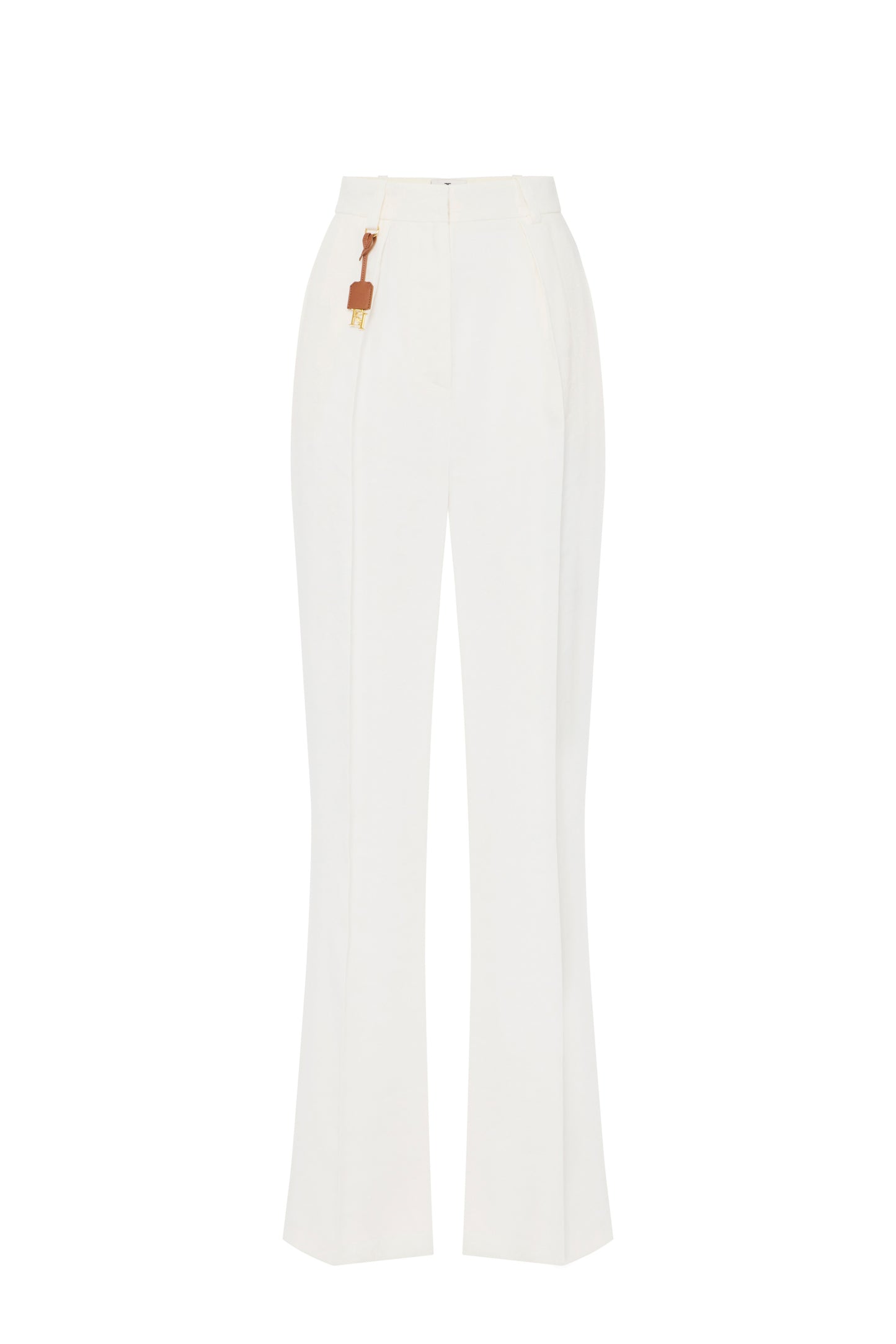 Linen-blend gabardine trousers with darts