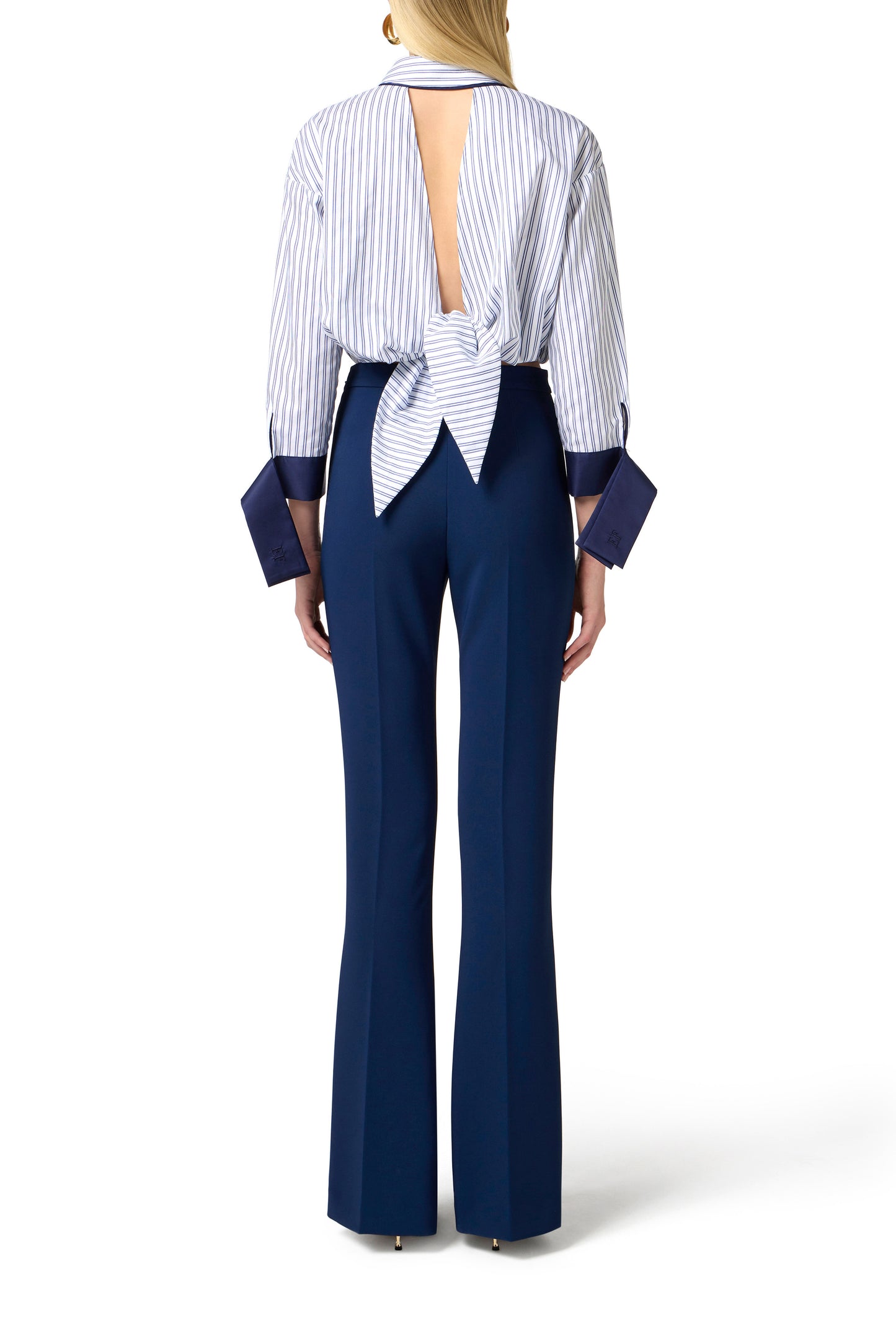 Lightweight double-layer crêpe bell-bottom trousers