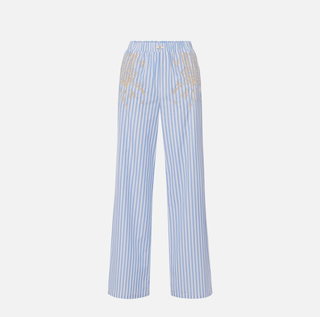 Cotton poplin trousers with embroideries