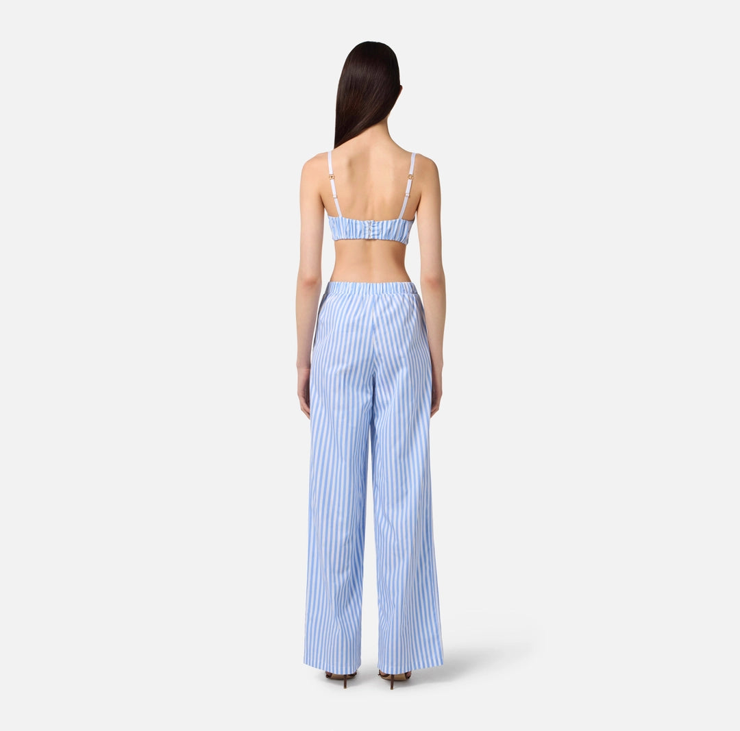 Cotton poplin trousers with embroideries