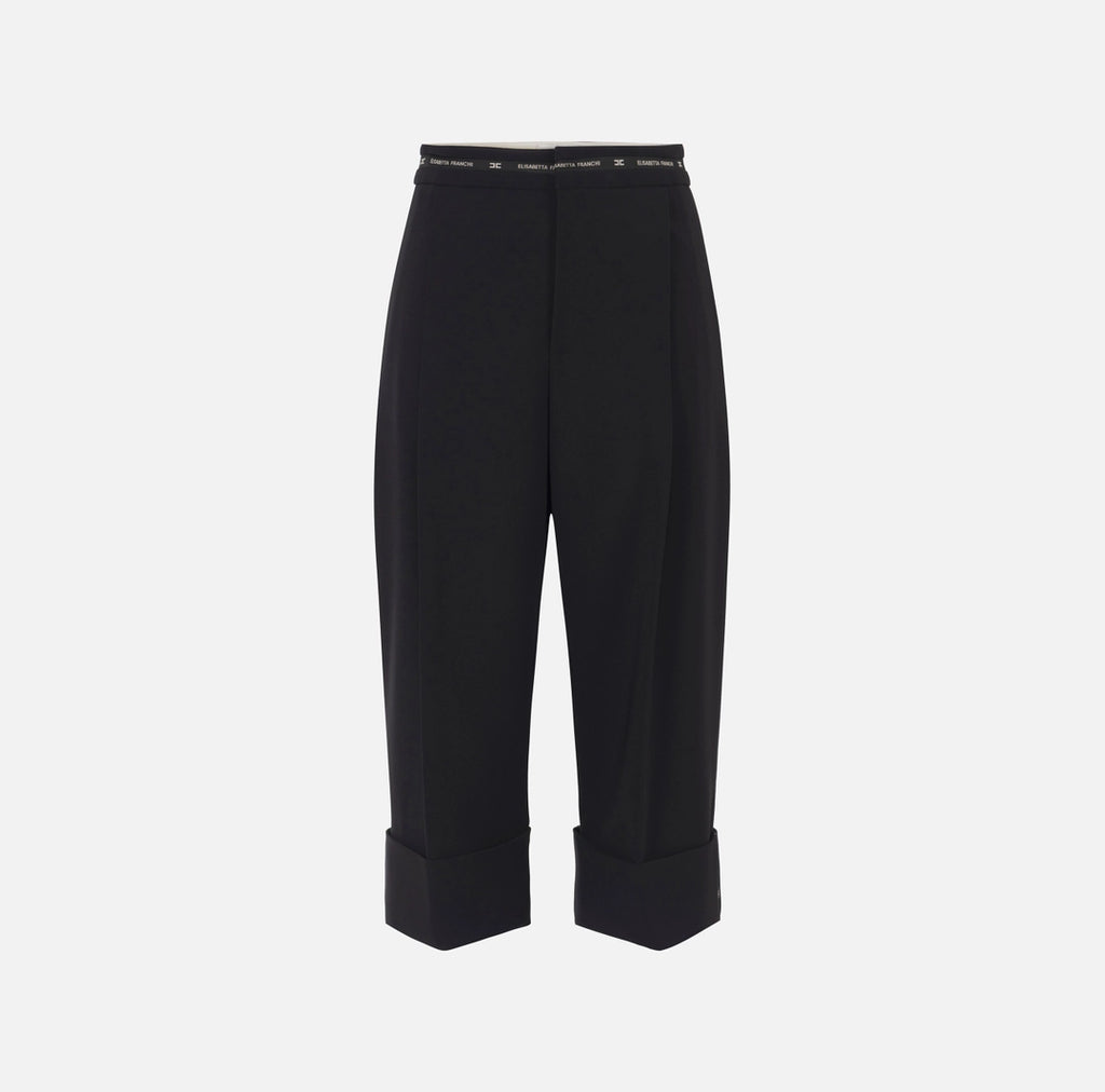 Bermuda shorts in lightweight crêpe fabric with logo ribbon
