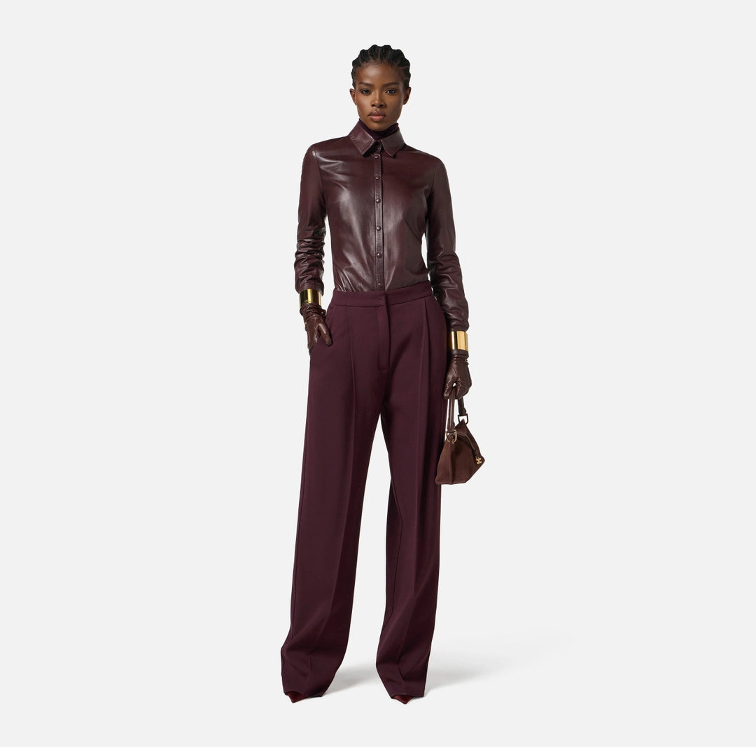 Crêpe trousers with logo details