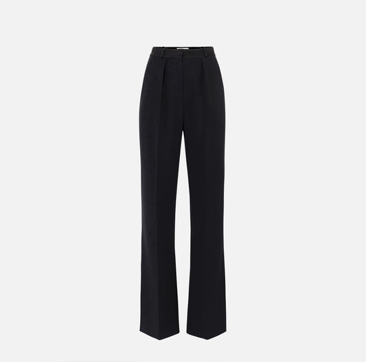 Trousers in lightweight crêpe fabric with tuxedo details
