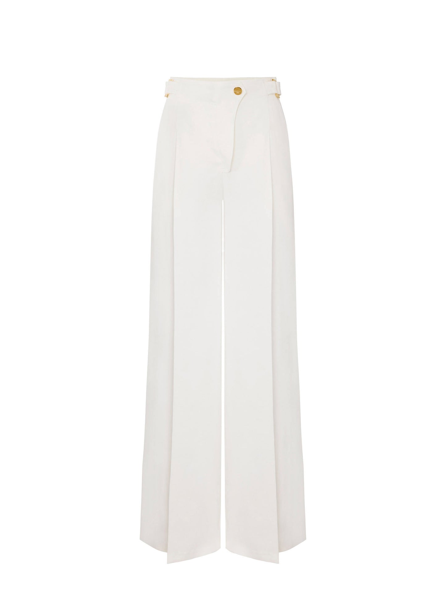 Linen-blend trousers with straps