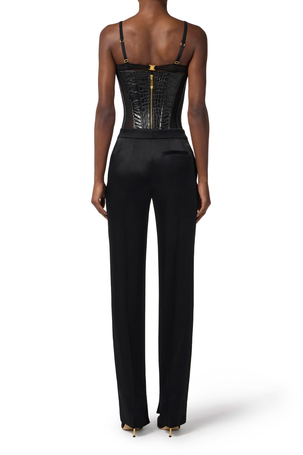 Satin trousers with slits