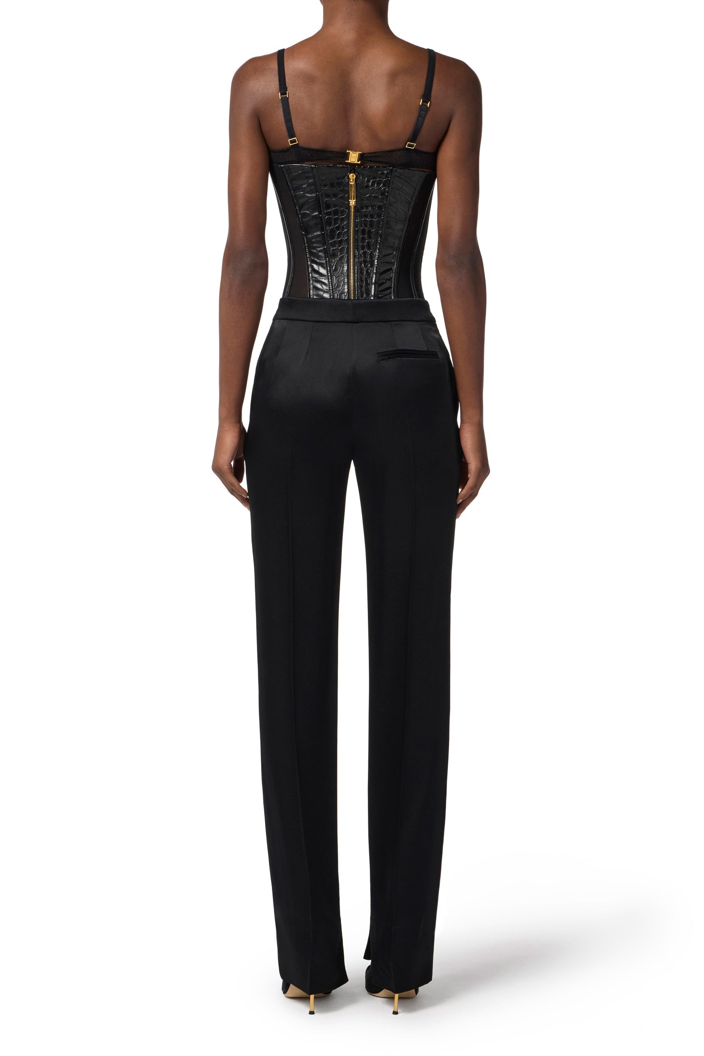 Satin trousers with slits