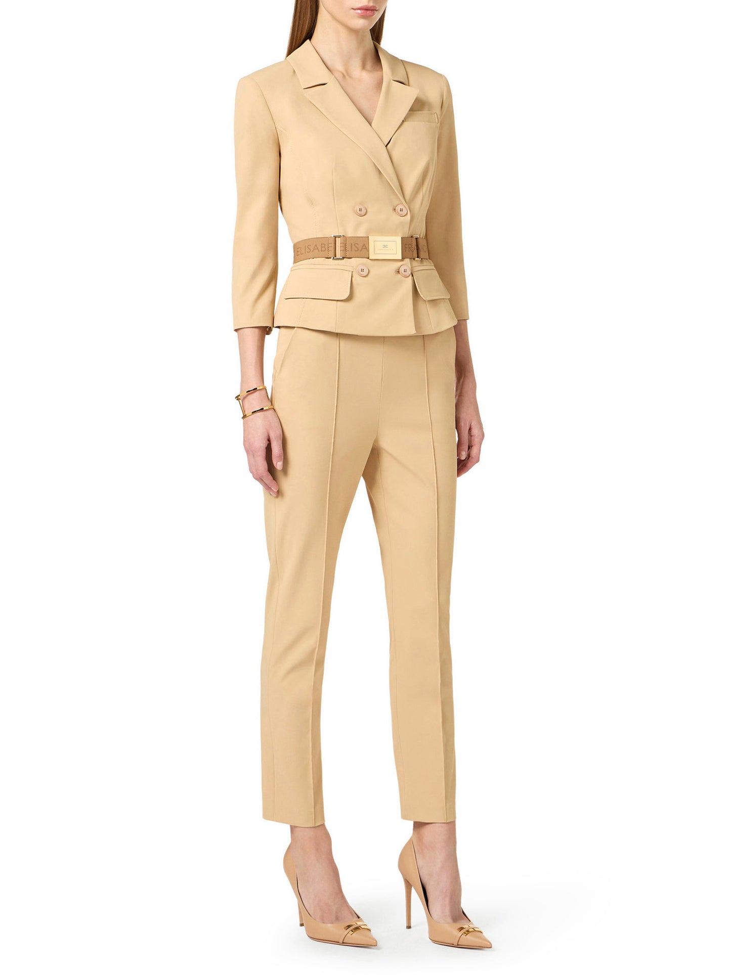 Trousers in technical bi-elastic fabric with belt