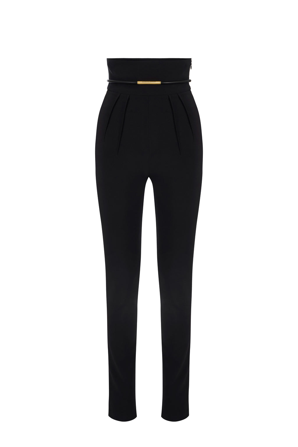 Trousers in lightweight crêpe fabric with belt