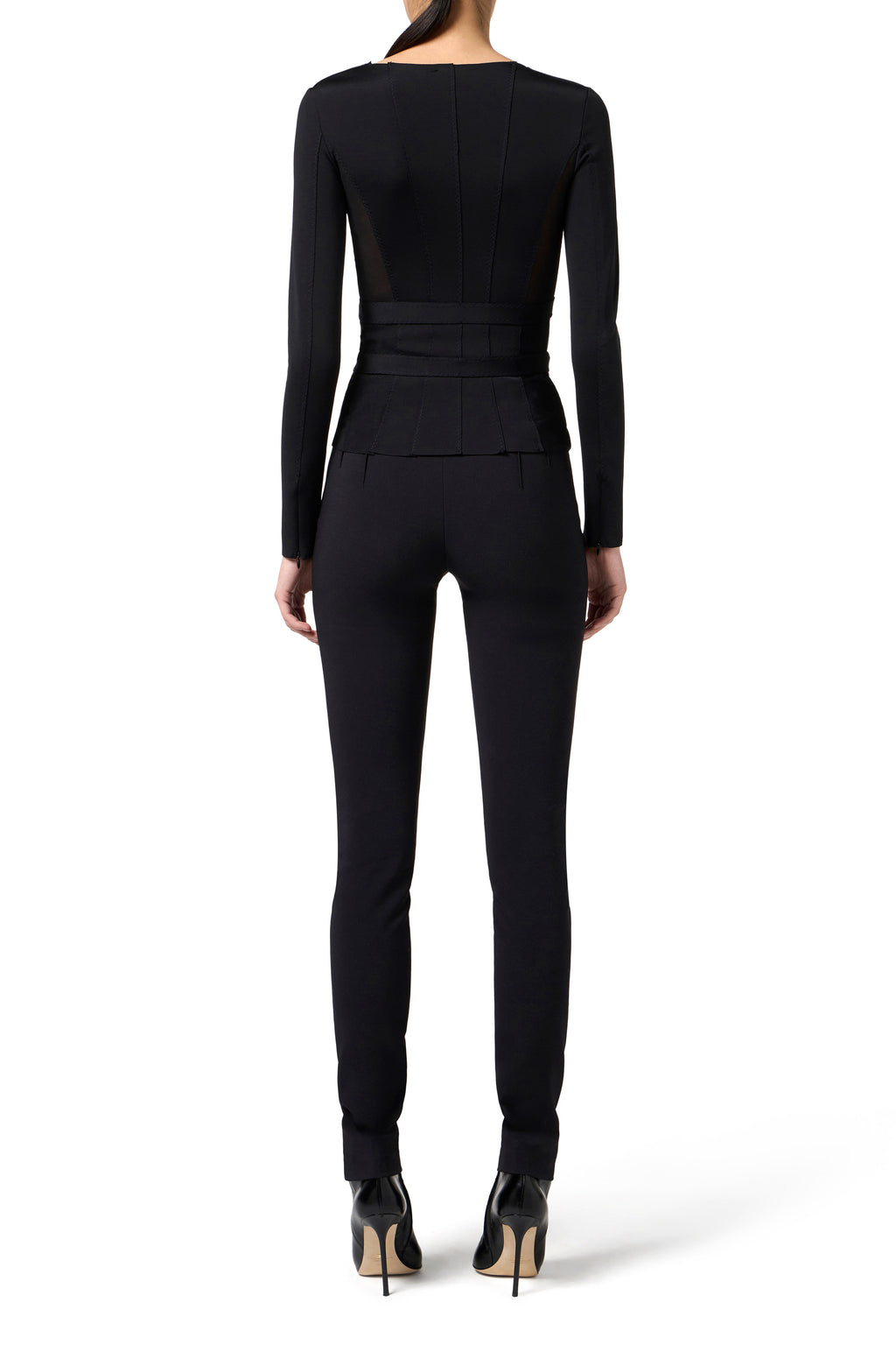 Trousers in lightweight crêpe fabric with belt