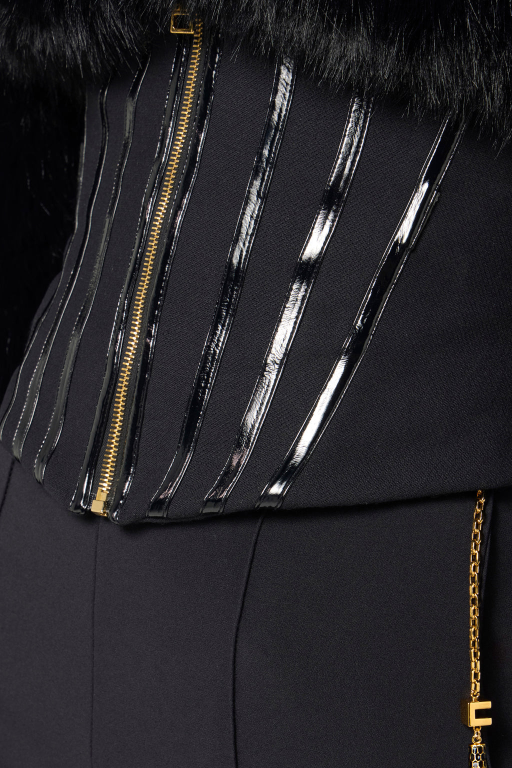 Trousers in lightweight crêpe fabric with jewel chain