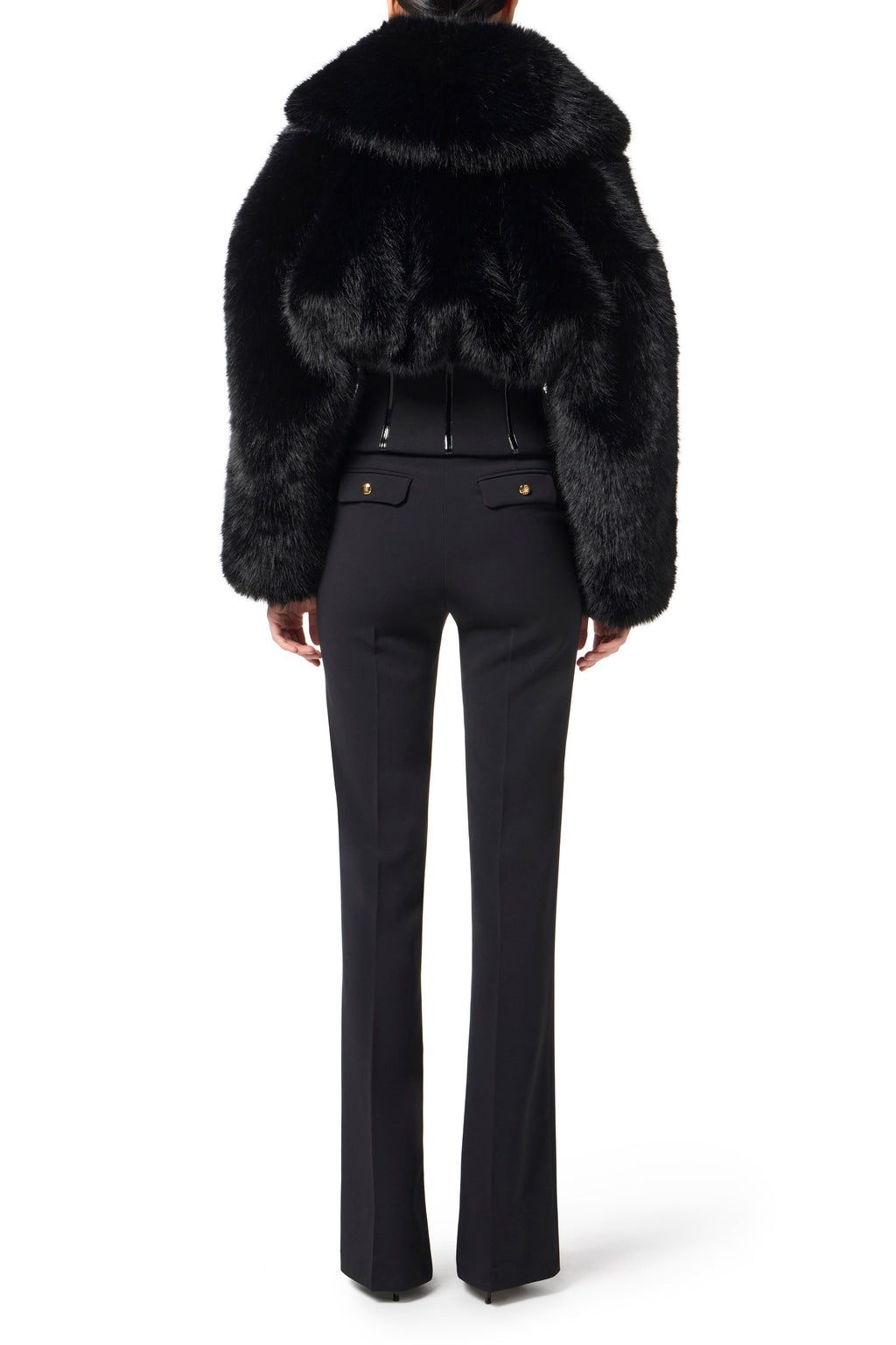 Trousers in lightweight crêpe fabric with jewel chain