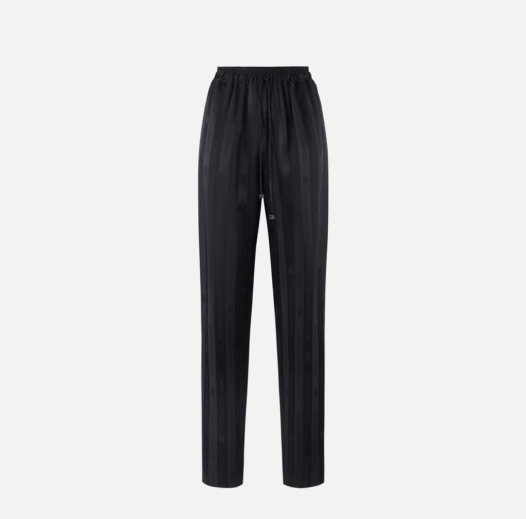 Satin trousers with jacquard stripes