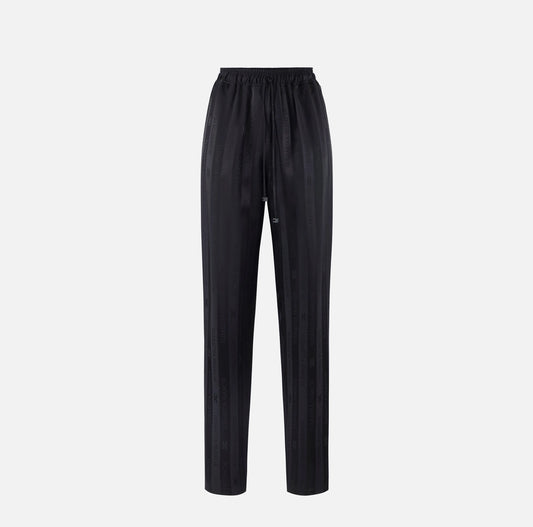 Satin trousers with jacquard stripes